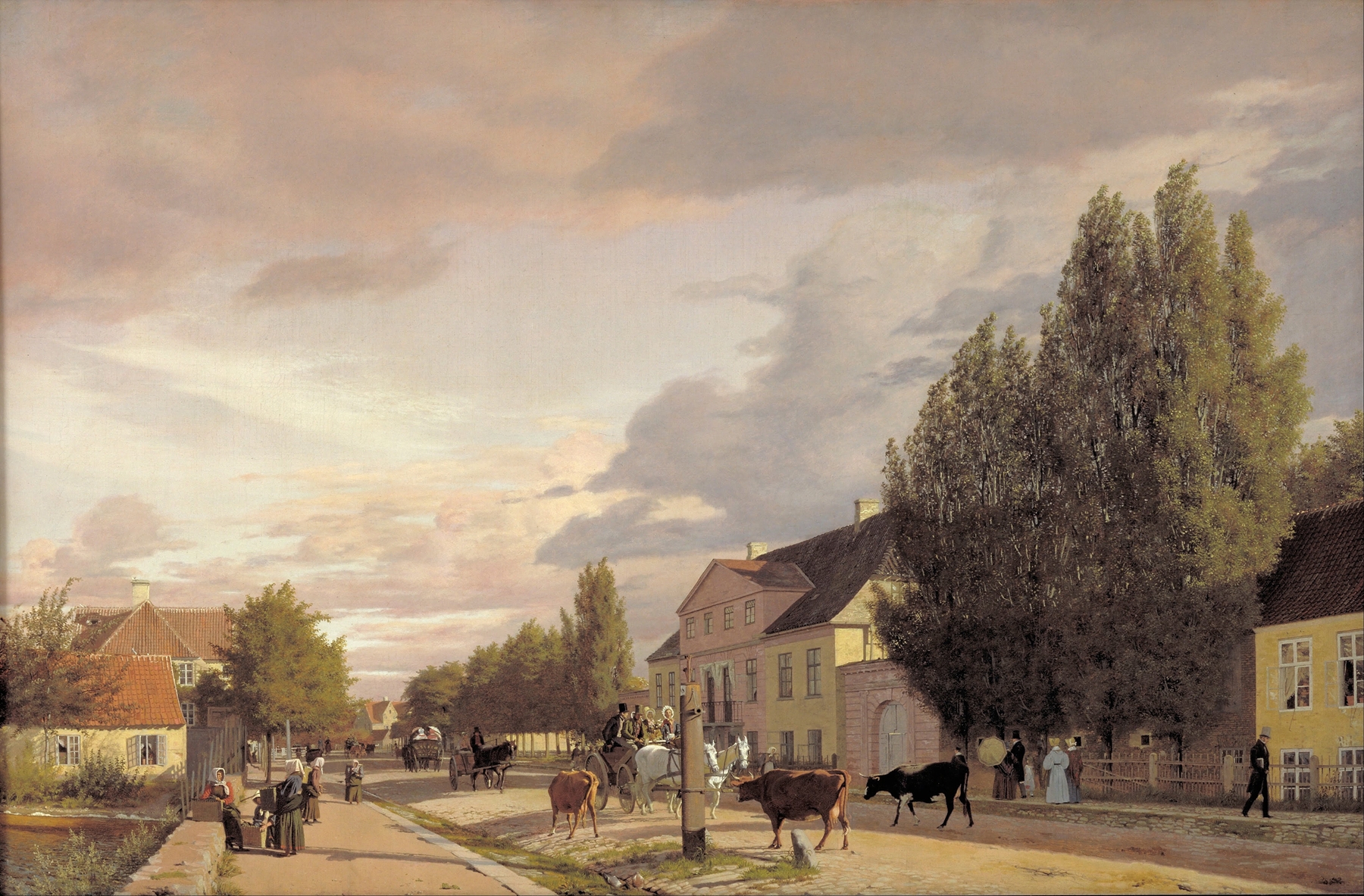 View of a Street in Østerbro outside Copenhagen. Morning Light, by Christen Købke, public domain