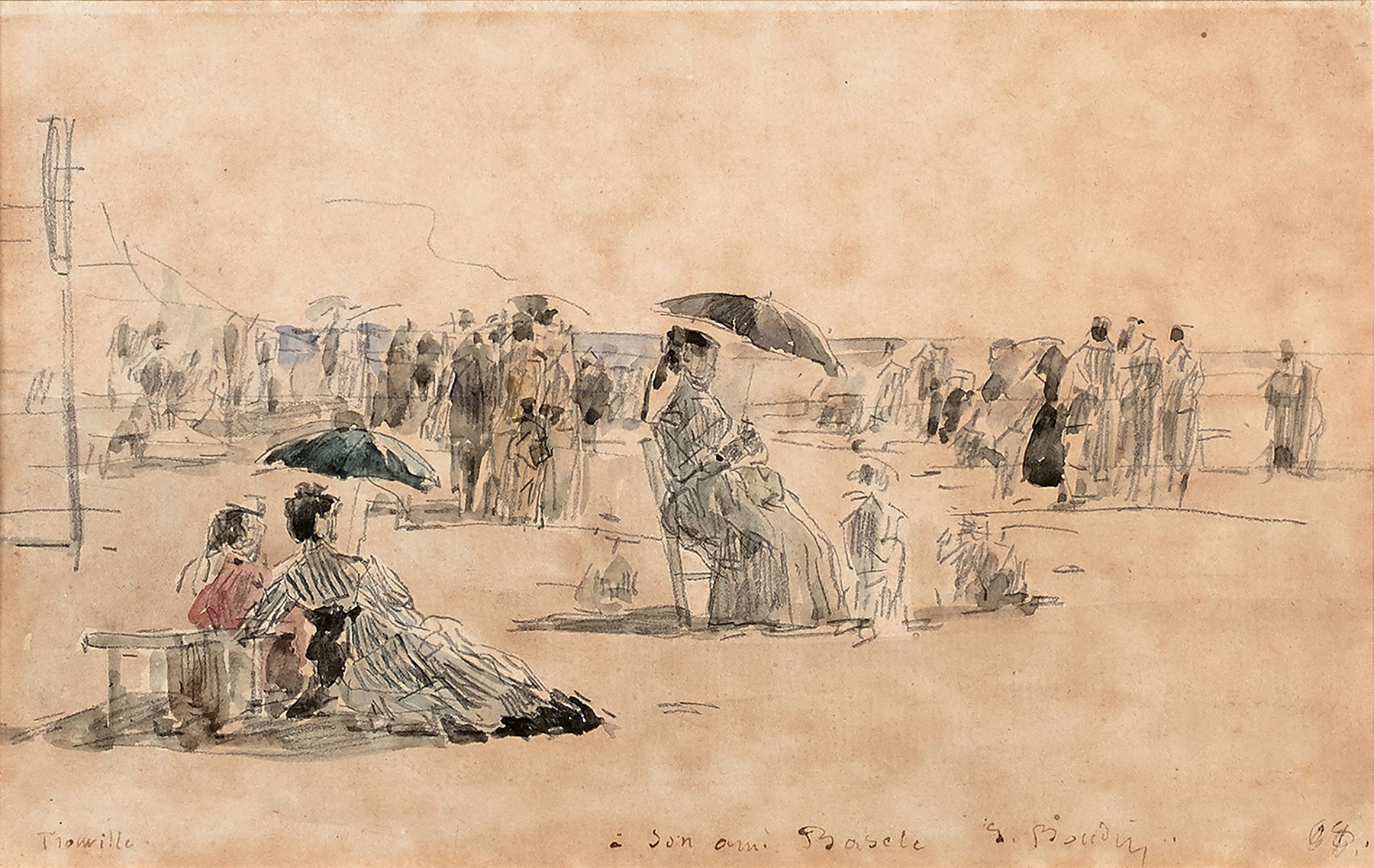 Crinolines sur la plage à Trouville, by Eugène Boudin, public domain