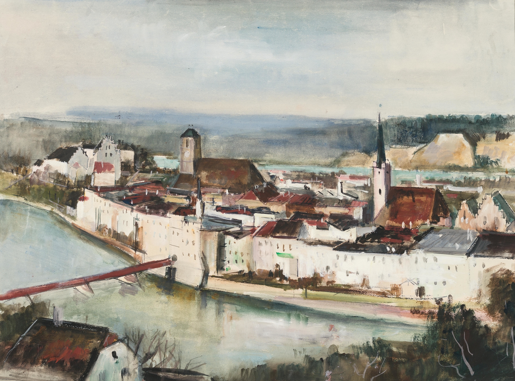 Wasserburg am Inn – Blick von der Innleite aus, by Otto Geigenberger, public domain