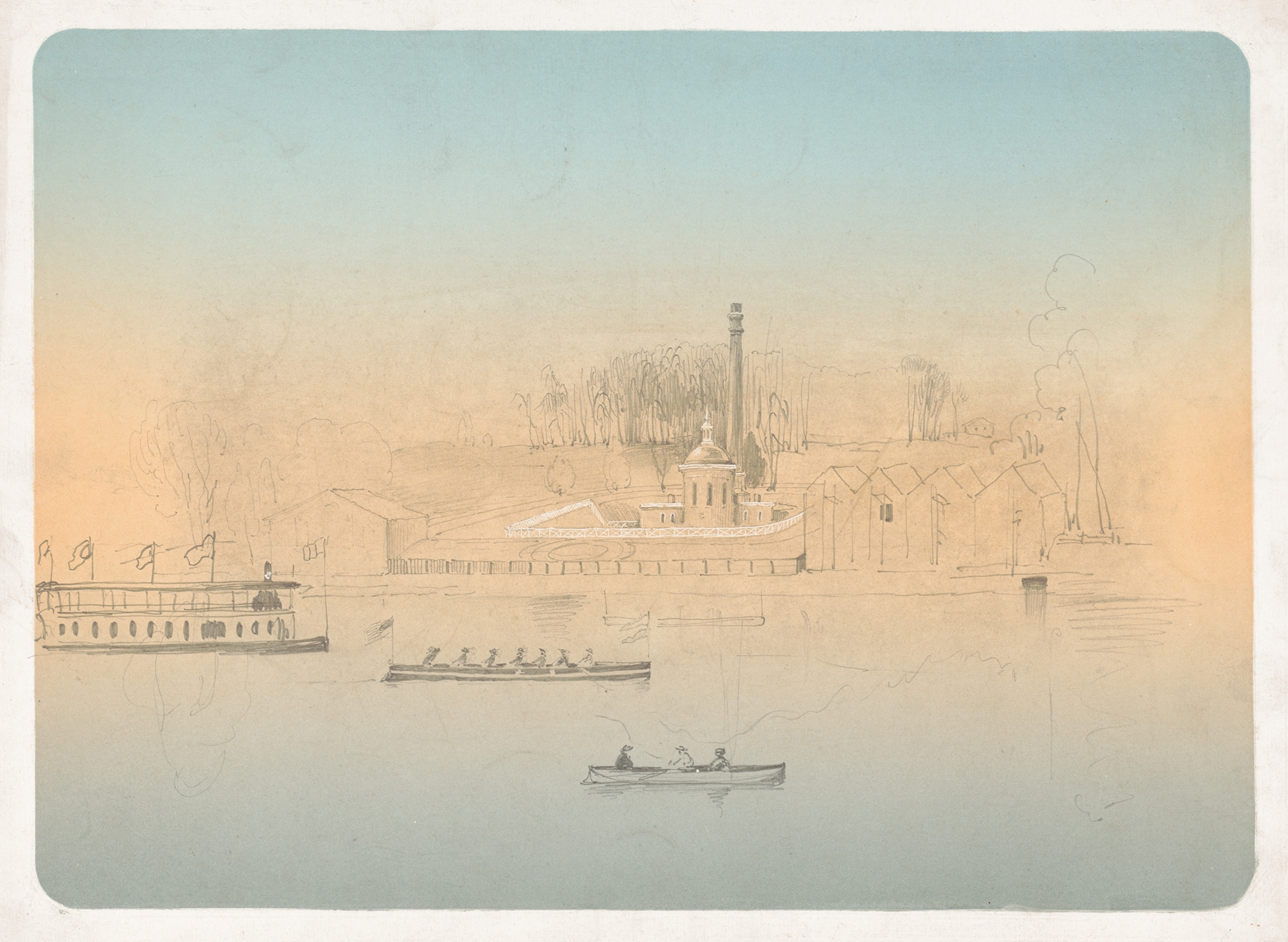 Boating scene on the Schuylkill River, by James Fuller Queen, public domain