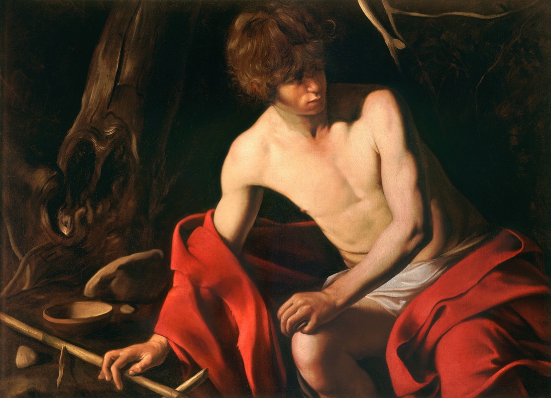 Saint John the Baptist, by Caravaggio, public domain