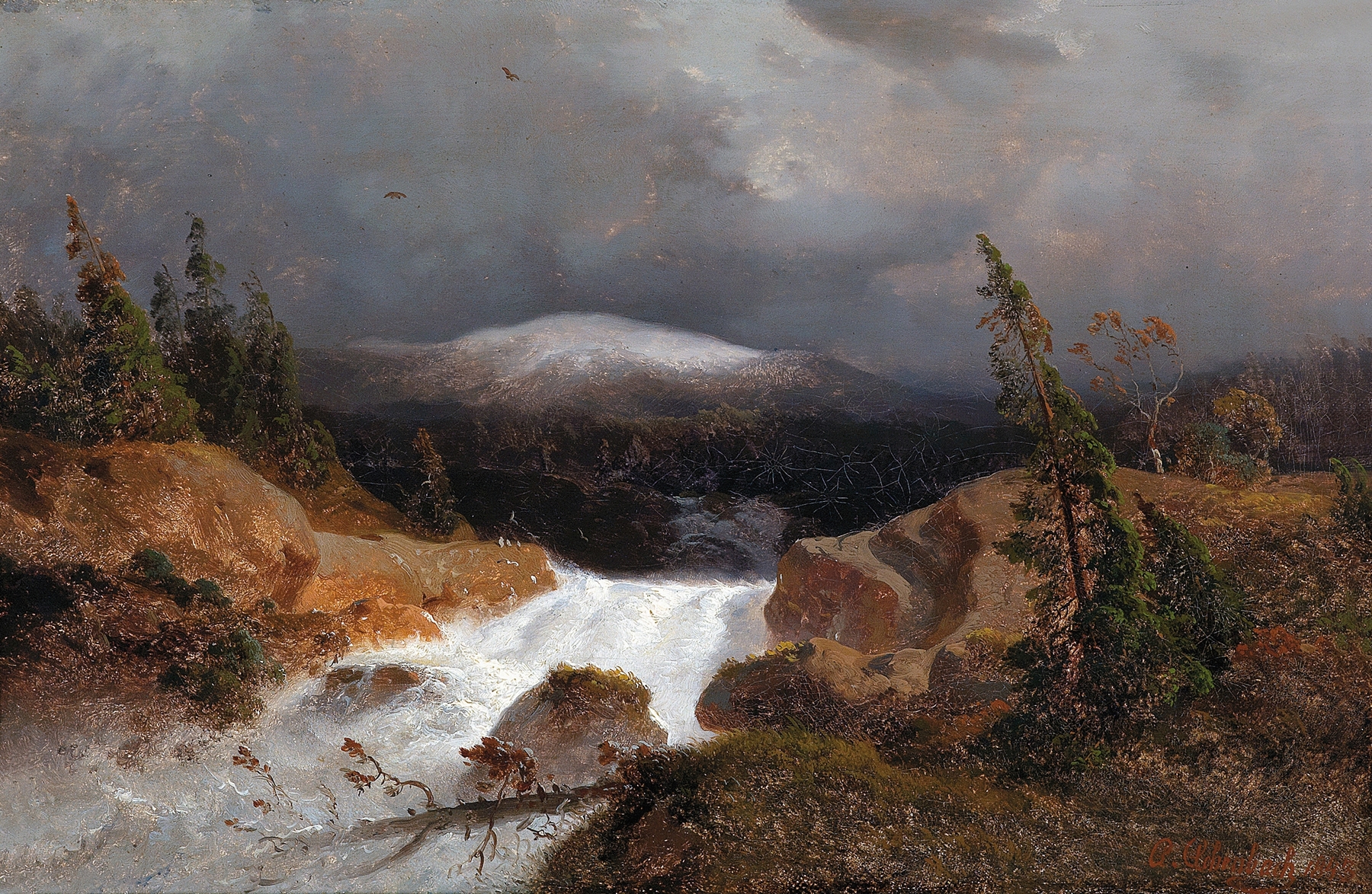 Norwegische Berglandschaft, by Andreas Achenbach, public domain