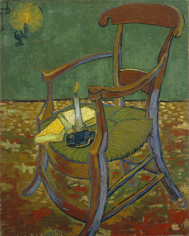 Vincent van Gogh's 'Gauguin’s Chair' features a vibrant depiction of a simple chair.