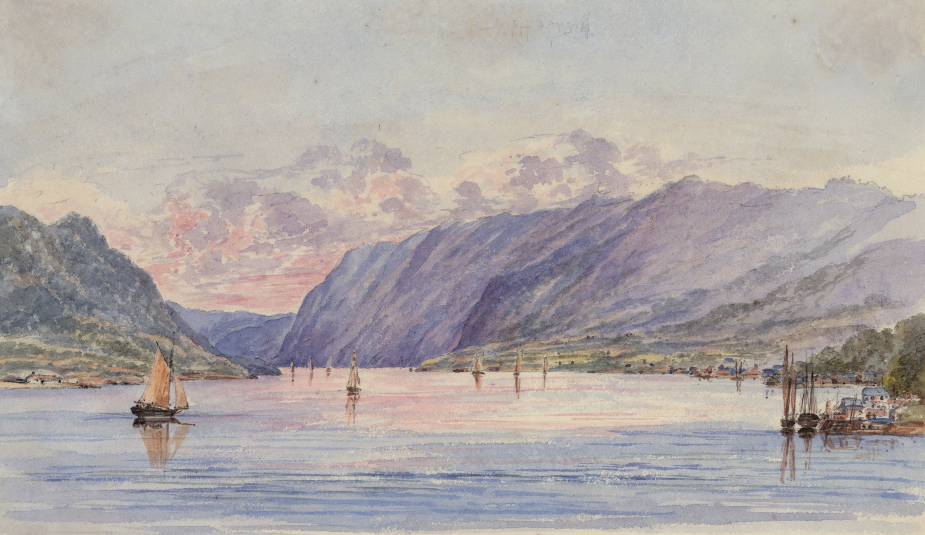 The Highlands from Newburgh and Butter Hill by Michael Seymour, oil on canvas, depicting hills and the Hudson River