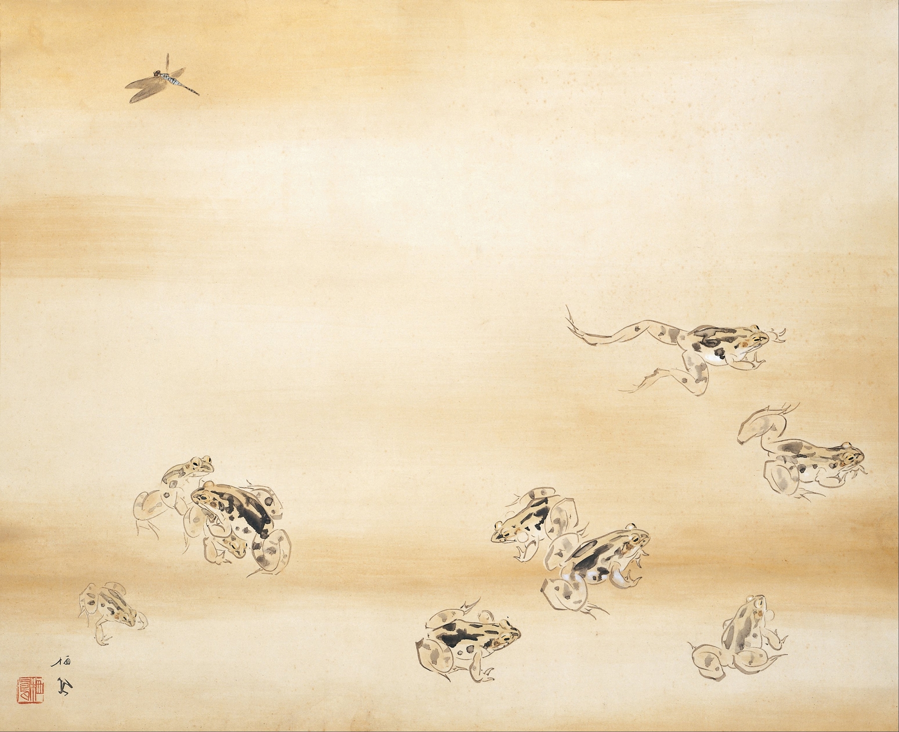 Landscape with willow branches in ink on silk by Takeuchi Seihō