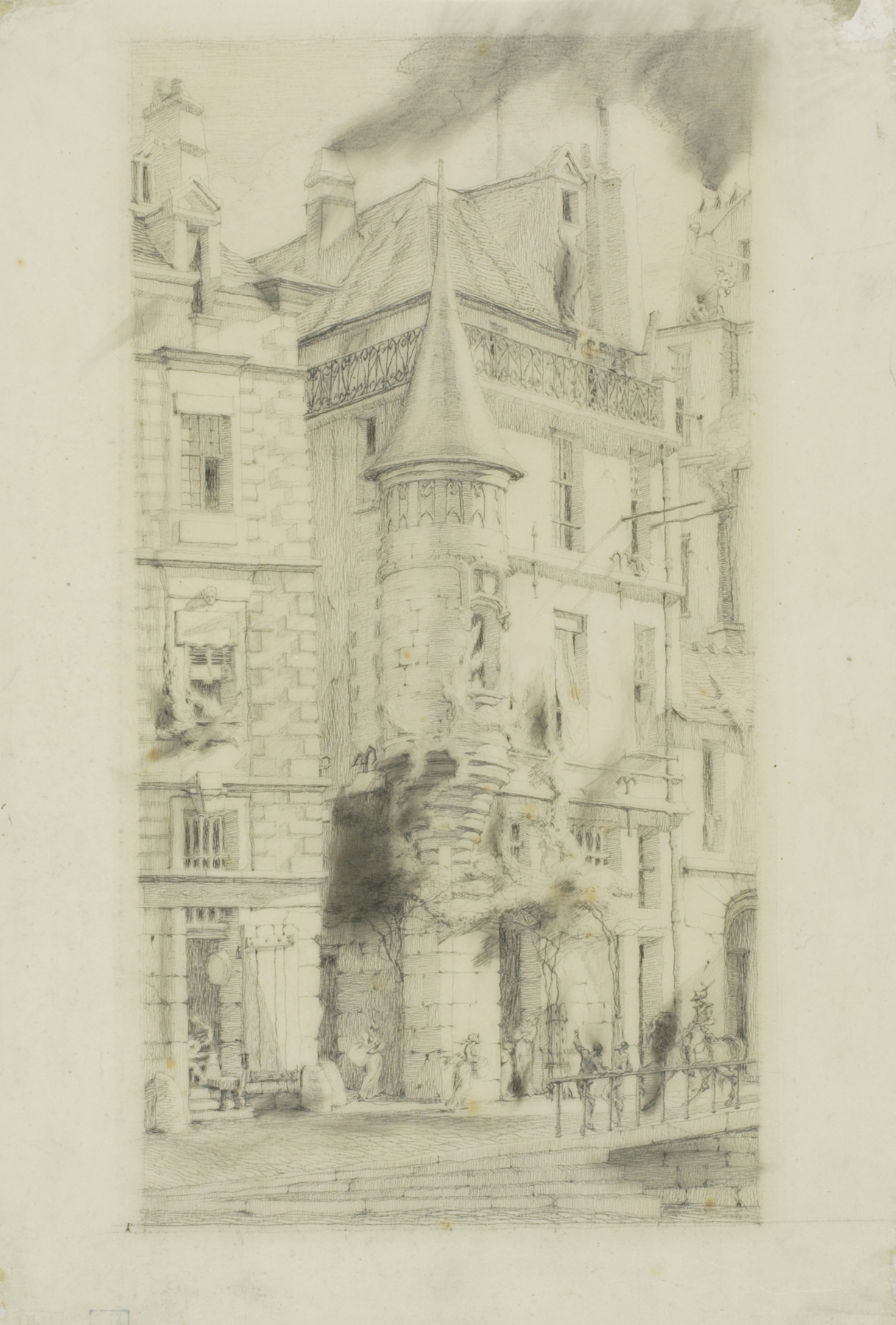 House with a Turret, rue de la Tixéranderie, Paris, by Charles Meryon, public domain