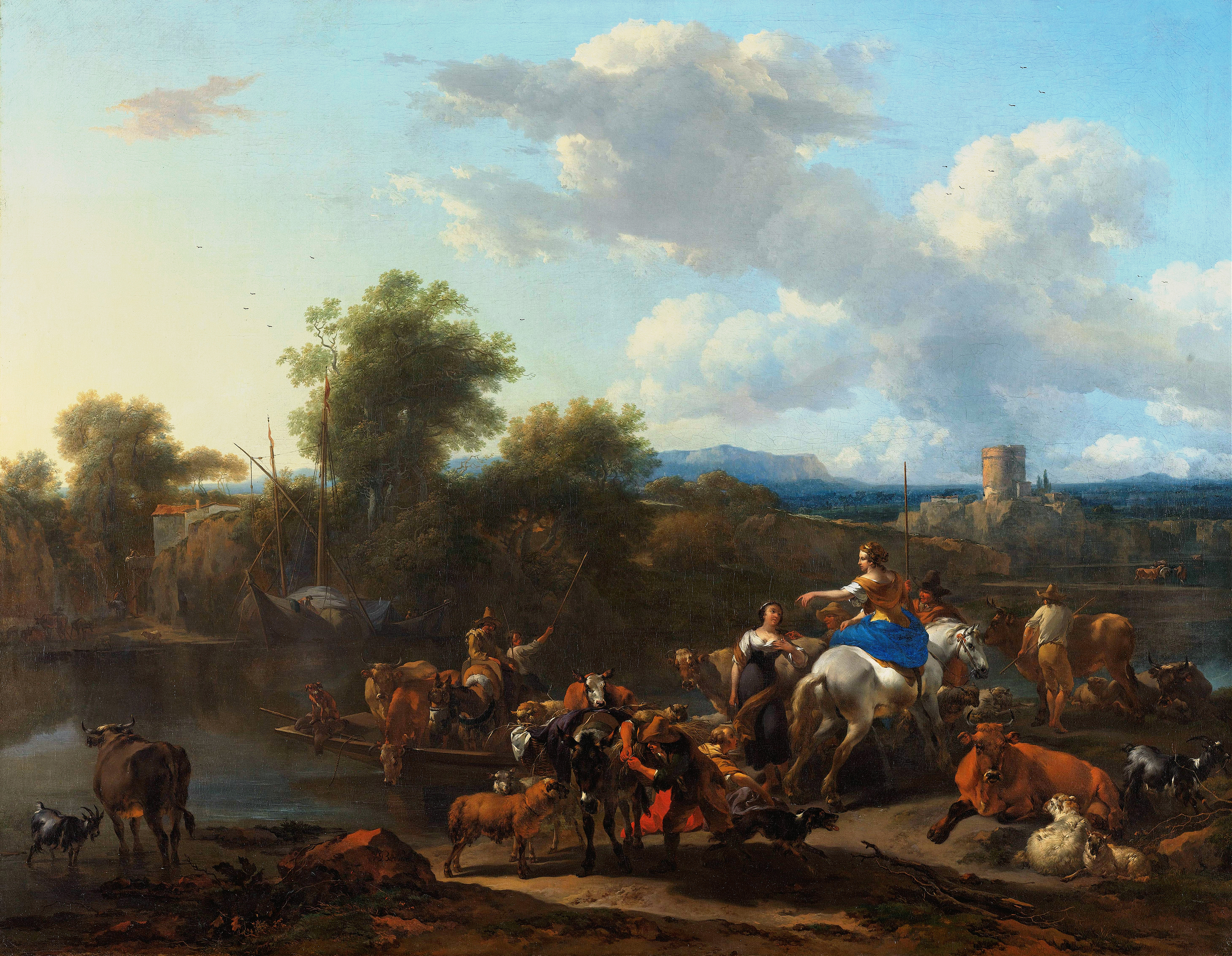 The Cattle Ferry, by Nicolaes Pietersz Berchem, public domain