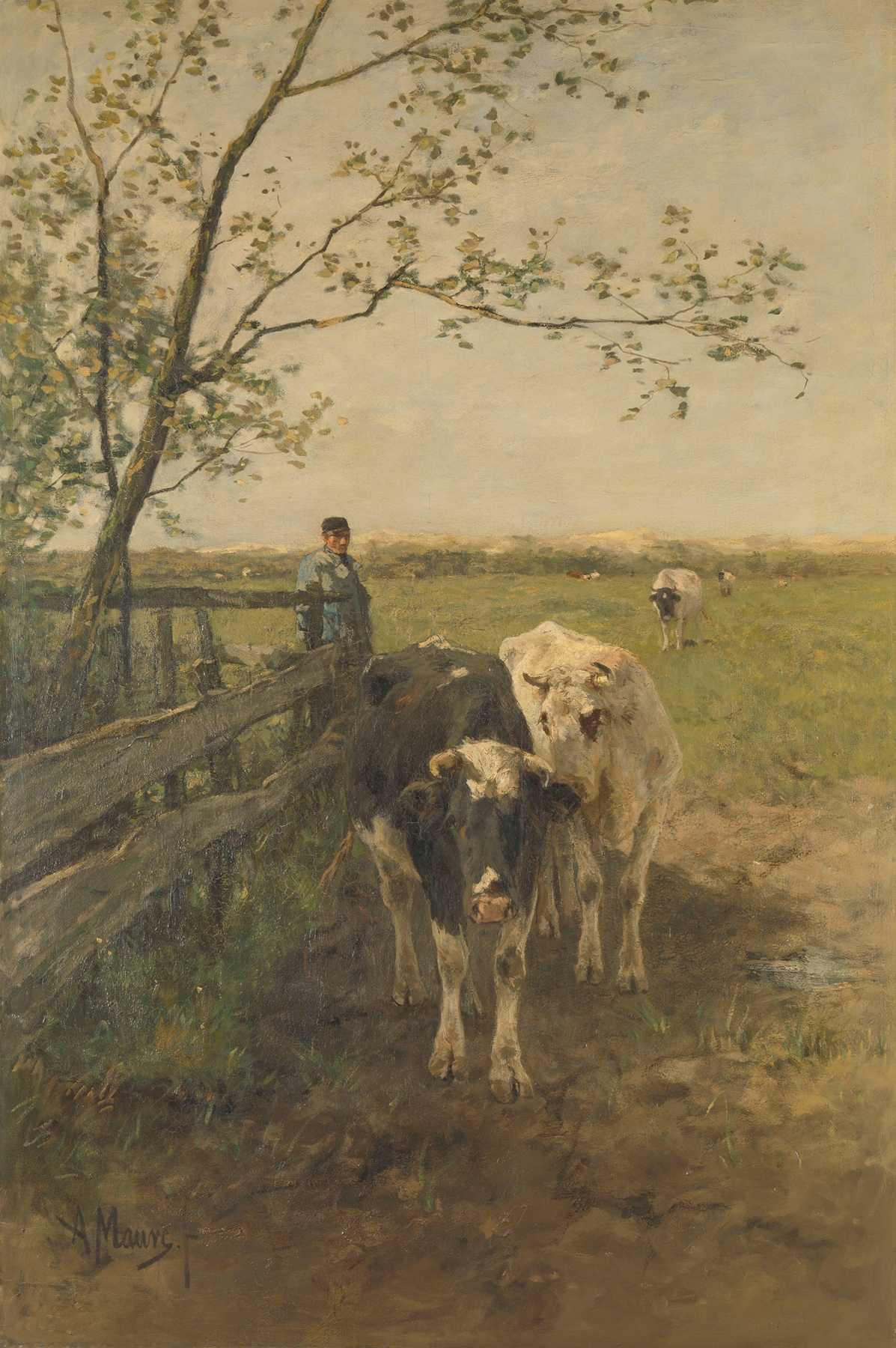 De melkbocht, by Anton Mauve, public domain