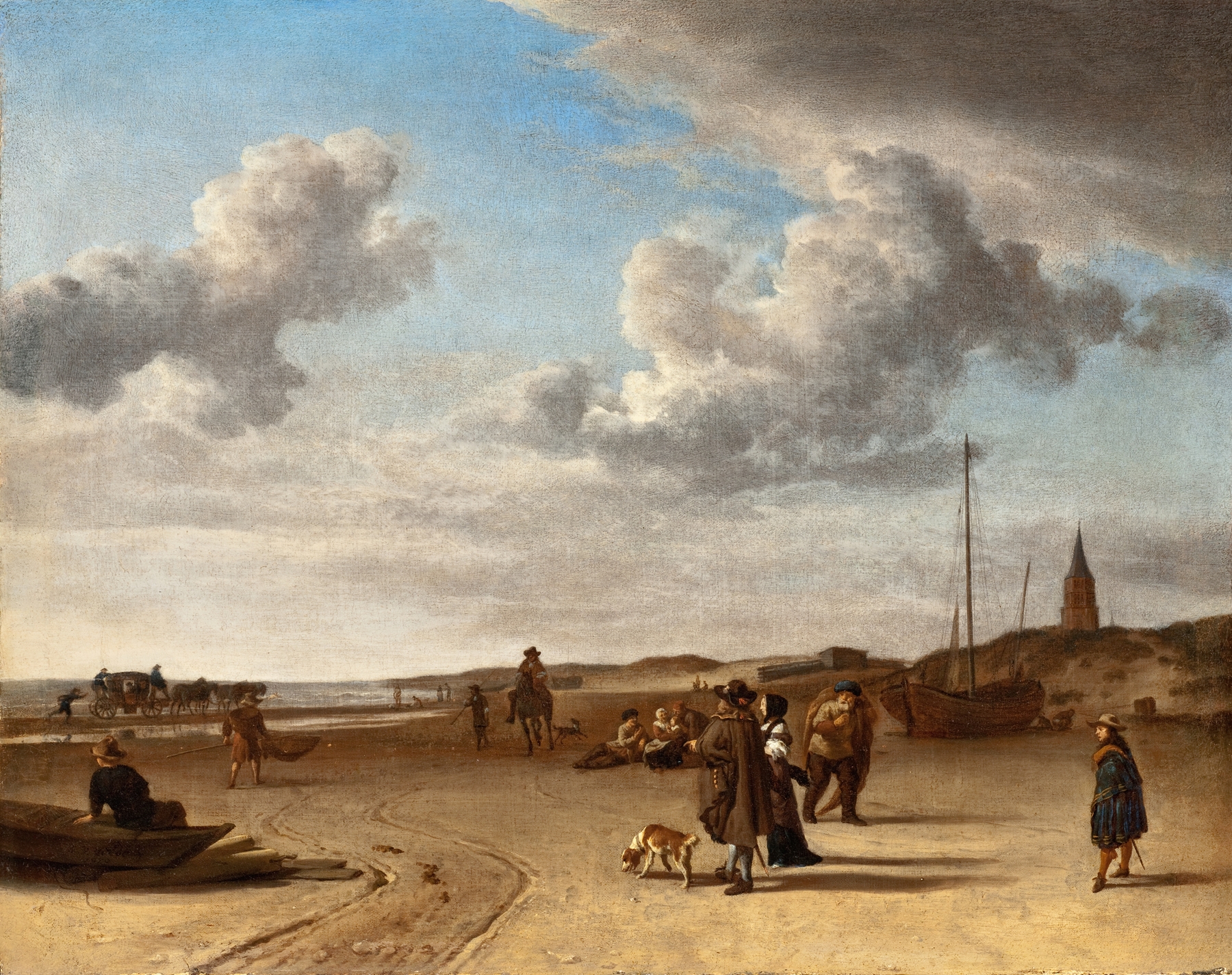 The Beach Scheveningen, by Adriaen van de Velde, public domain