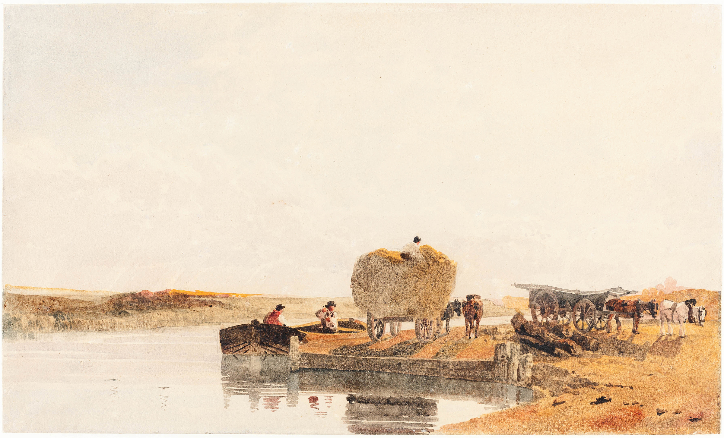 Evening on the Foss Dyke near Lincoln, watercolor on paper by Peter De Wint