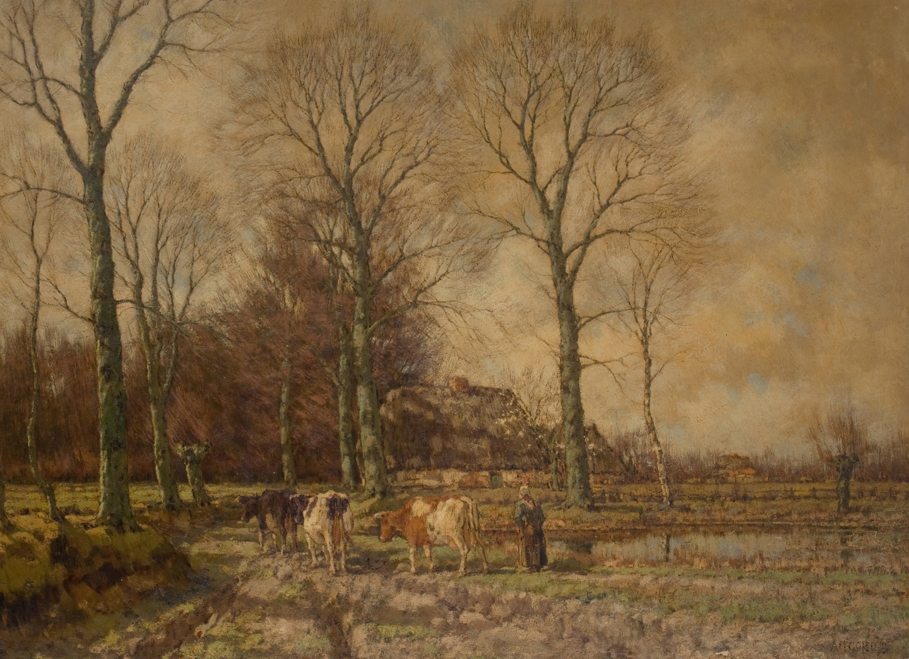 Landscape with Cattle by Arnold Marc Gorter, depicting cattle in a serene landscape, unknown medium.