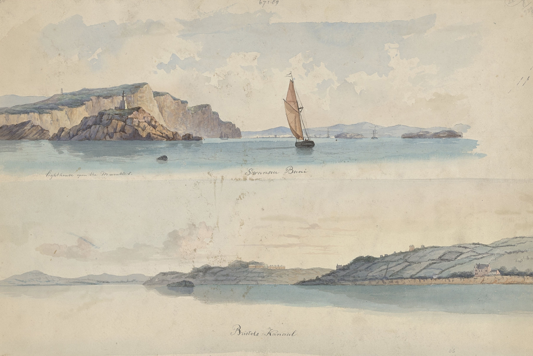 Marine scene of Swansea Bay by Willem Gruyter jr, oil painting