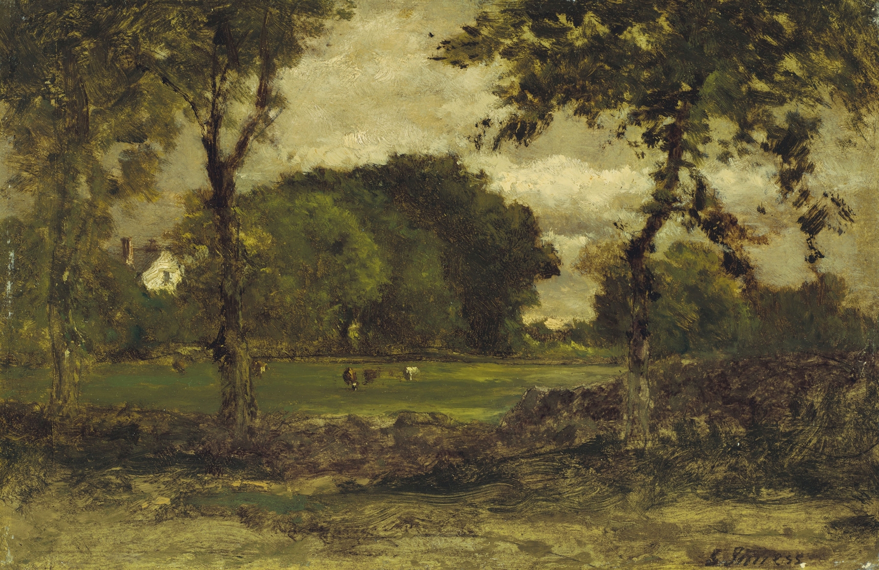 Landscape of Medfield, Massachusetts by George Inness, oil on canvas