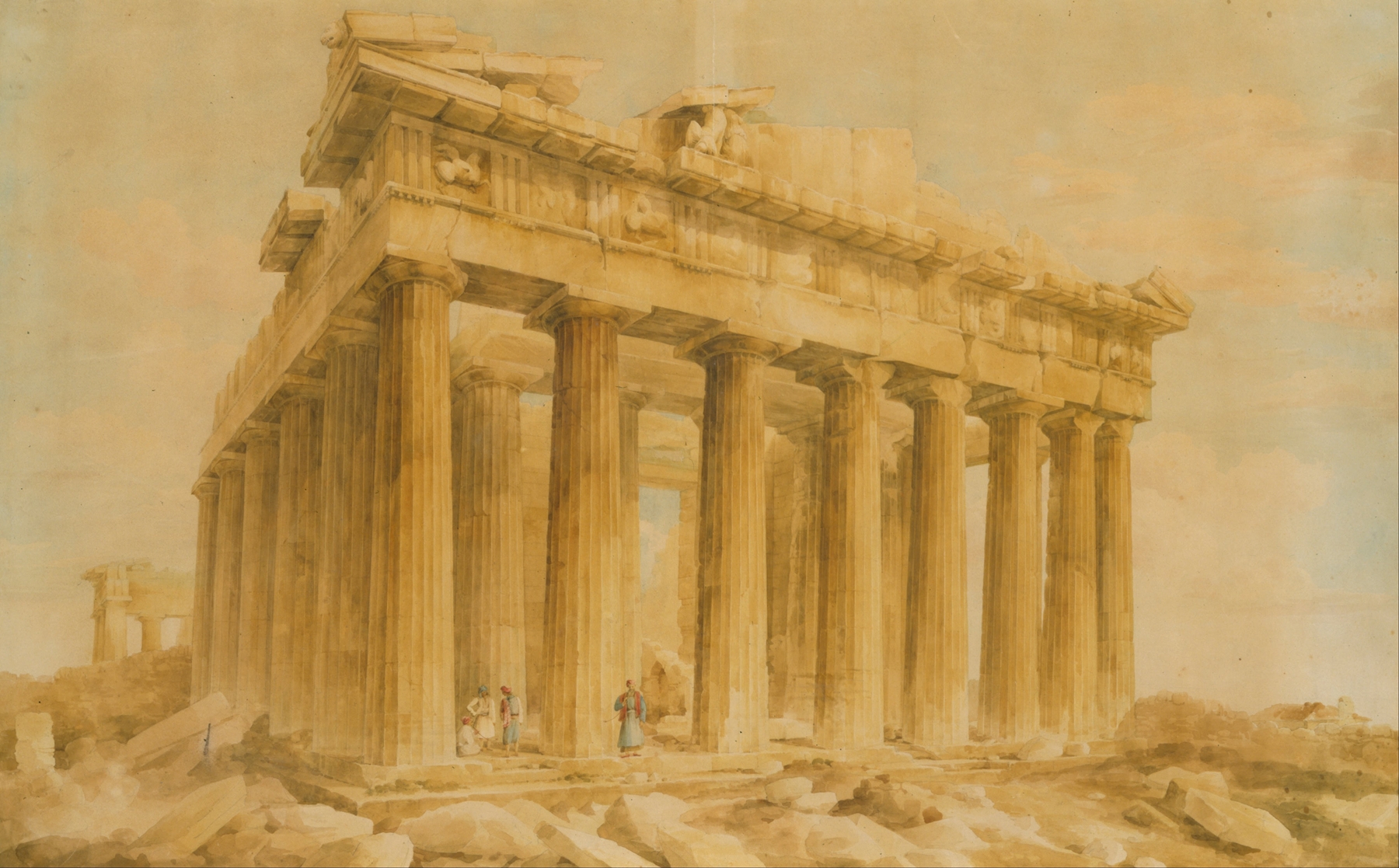 The Parthenon from the Northwest, by Giovanni Battista Lusieri, public domain