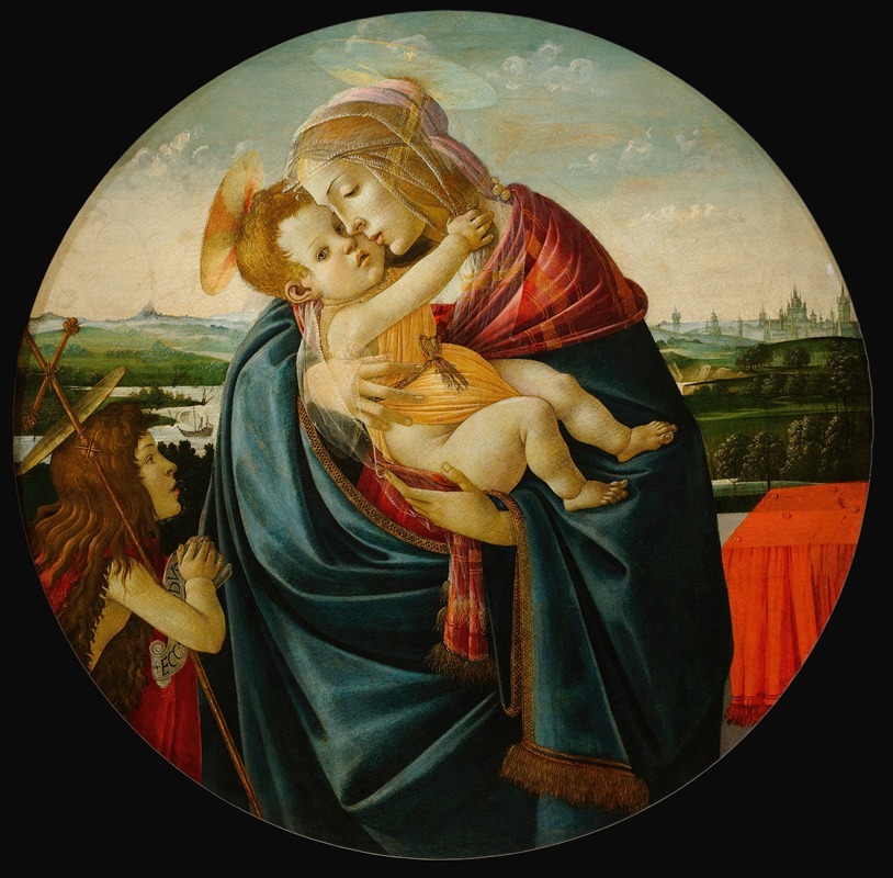 Sandro Botticelli's 'Virgin and Child With Saint John The Baptist' showcases a serene depiction of the Holy Family.