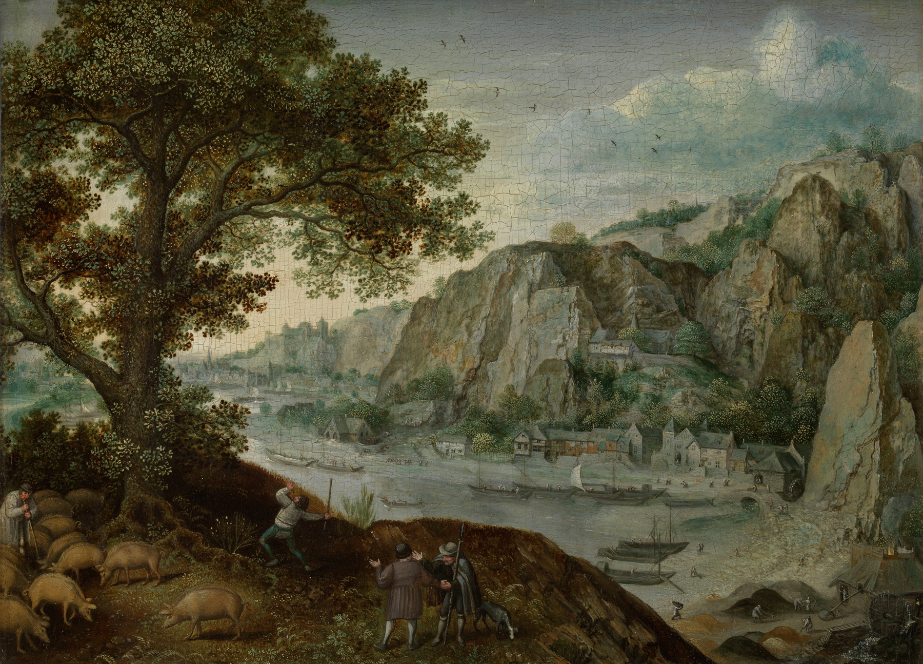 Huy viewed from Ahin, by Lucas van Valckenborch, public domain