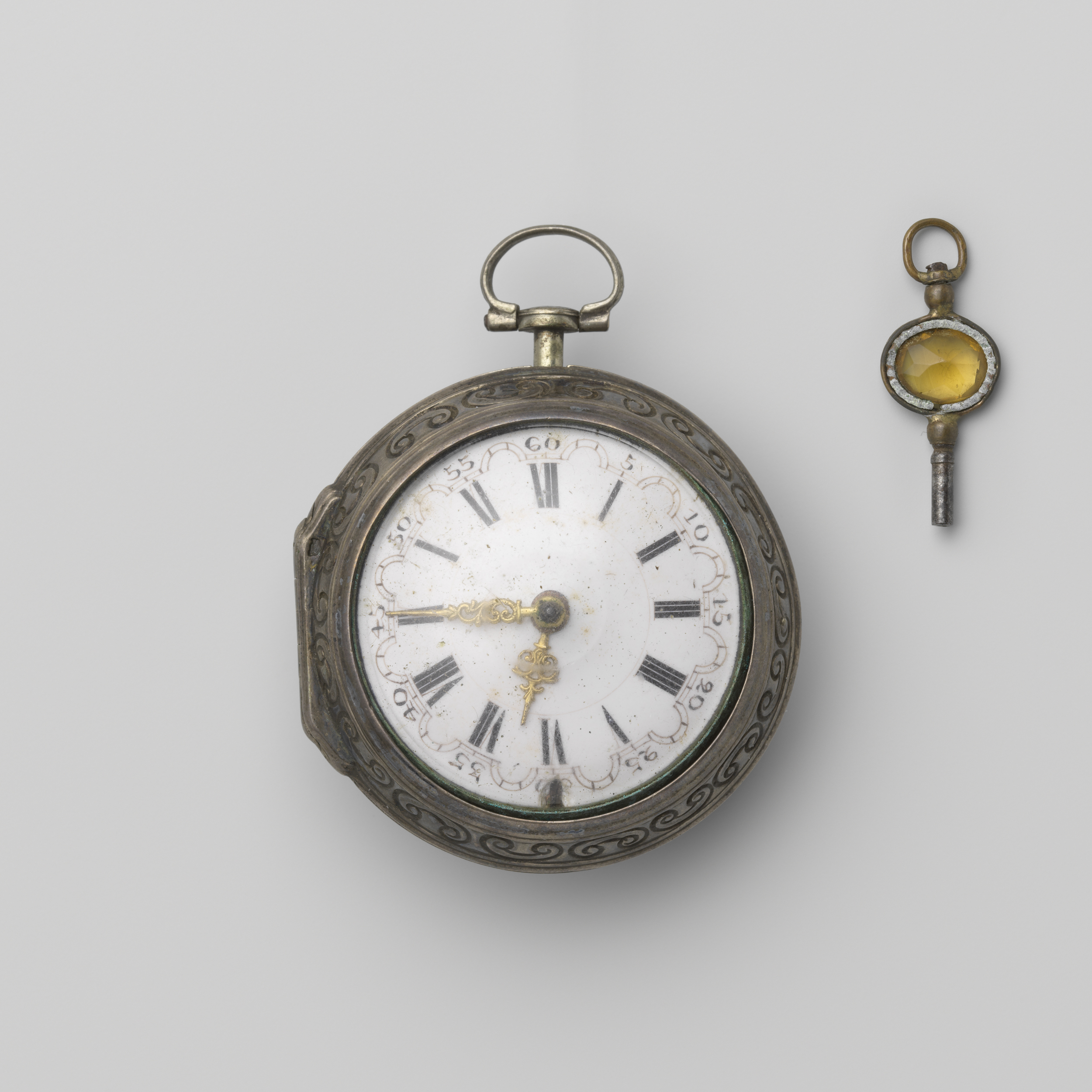 Silver watch in loose case by Edward Hemmen, metal craftsmanship