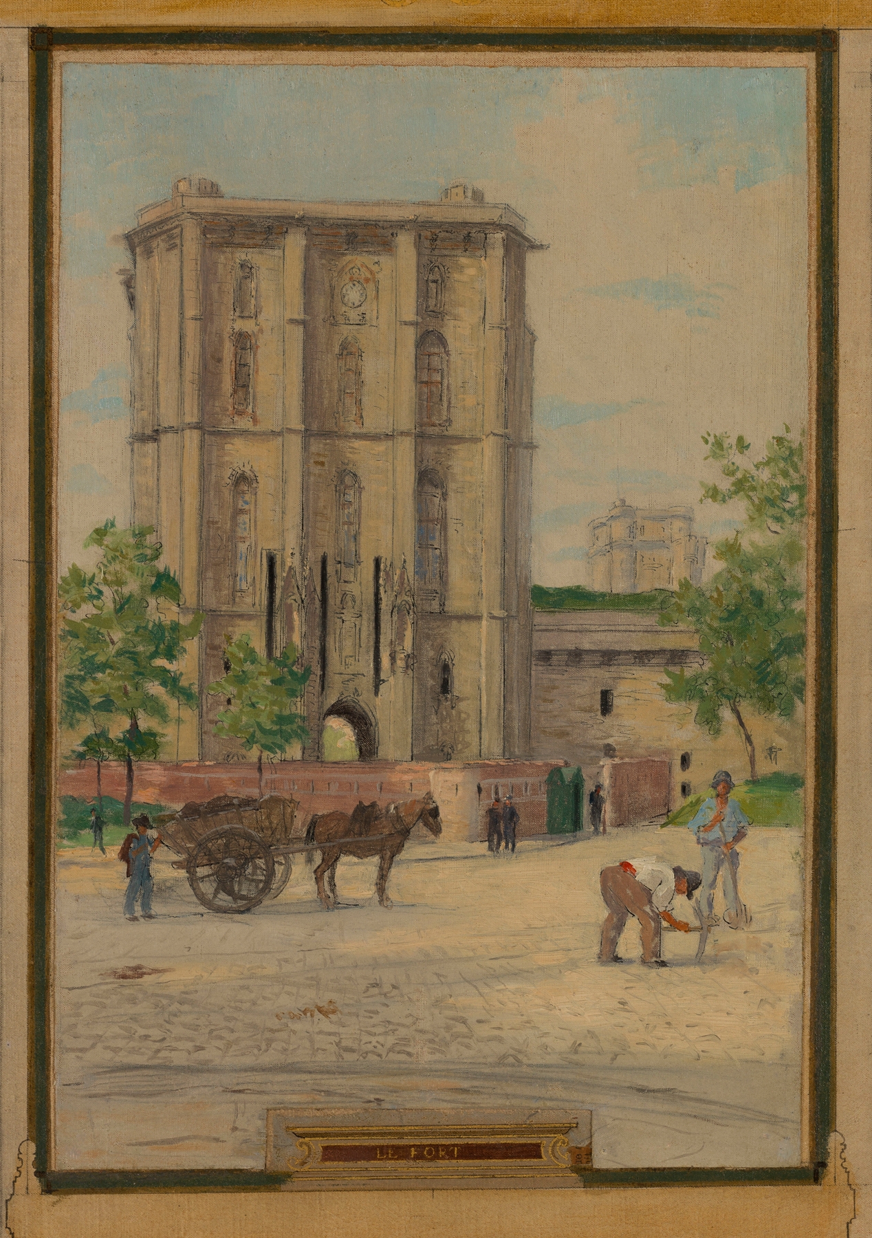 Le Fort by Maurice Chabas, oil on canvas depicting a fortress in golden light.