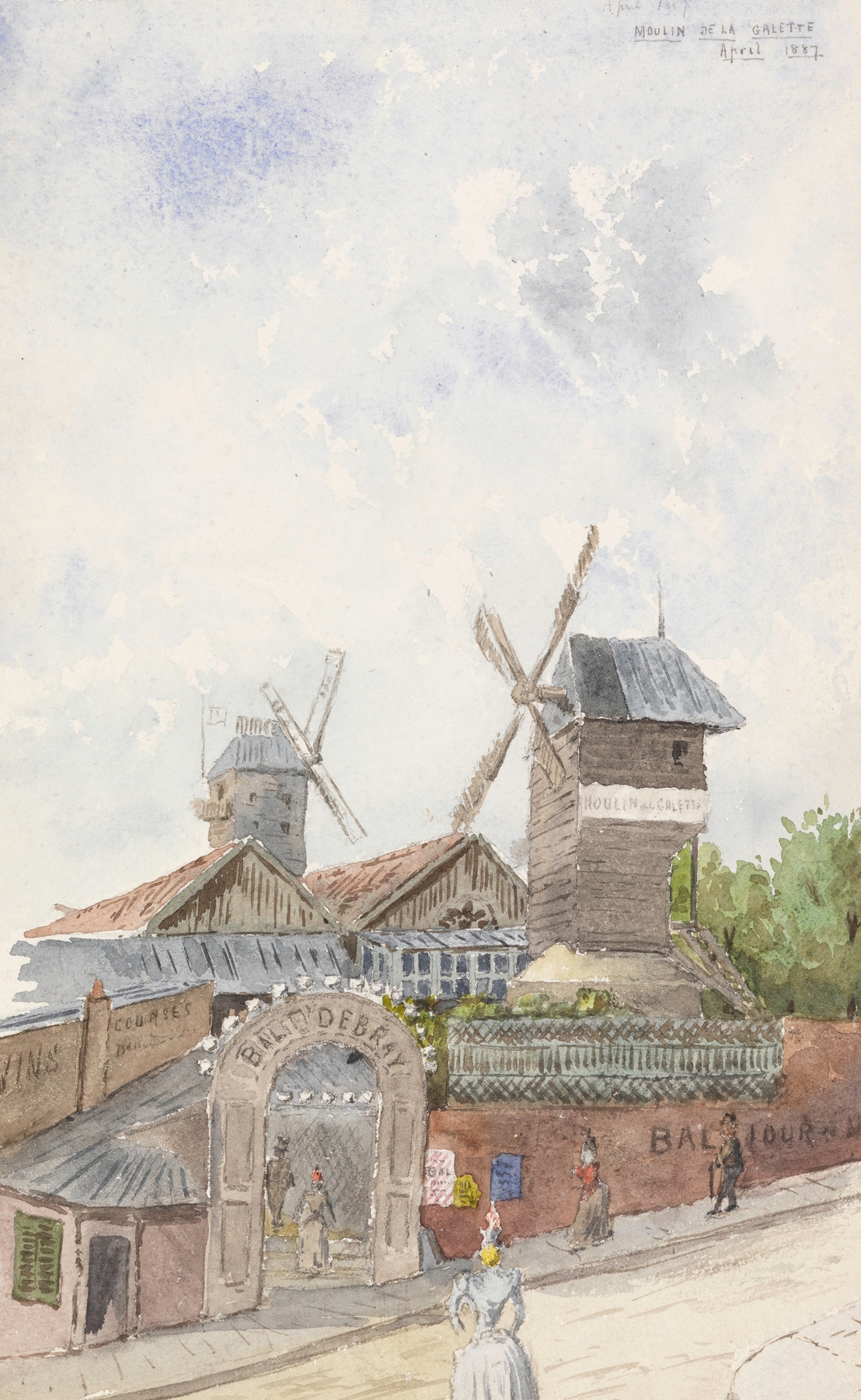 Moulin De La Galette, Paris by Whitney Warren Jr., oil on canvas depicting figures in a park.