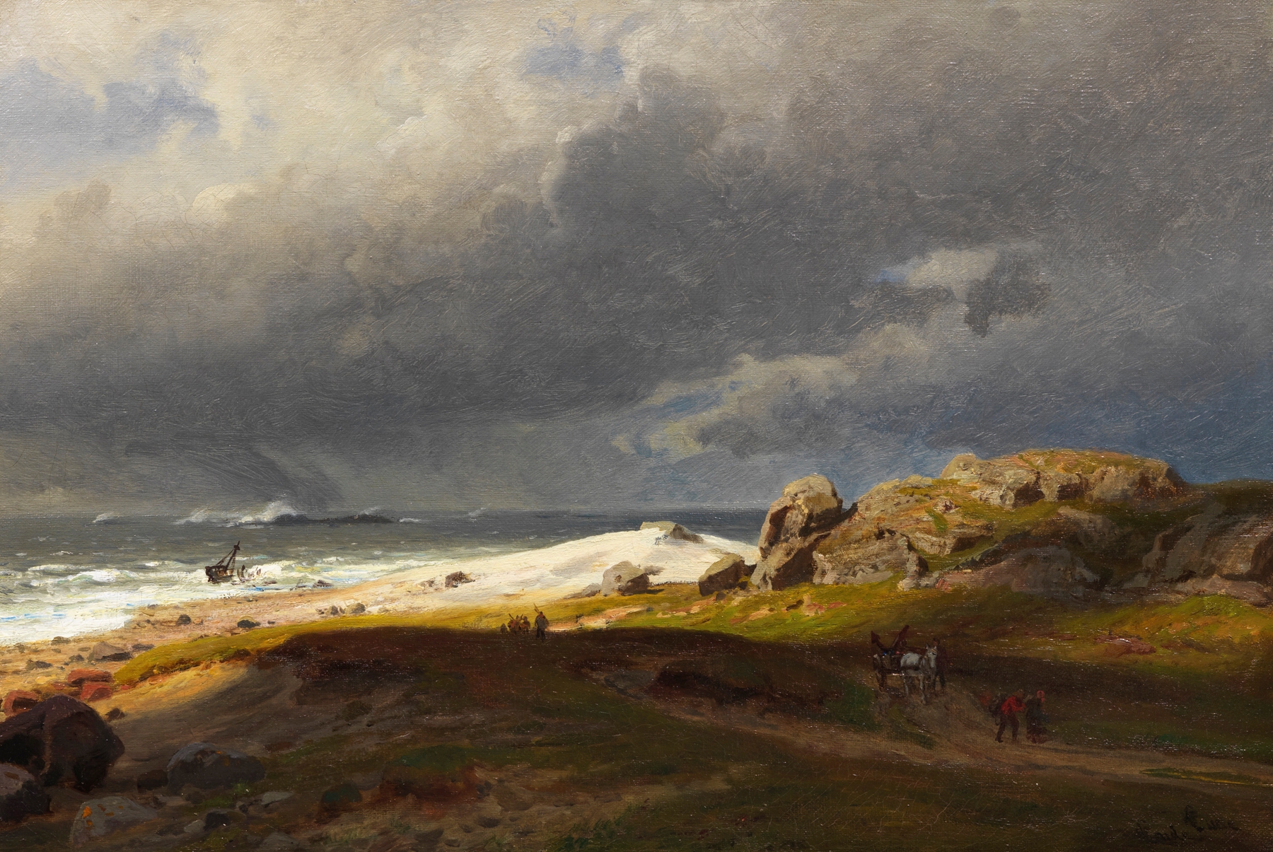 Nordische Küstenlandschaft, by Hans Gude, public domain