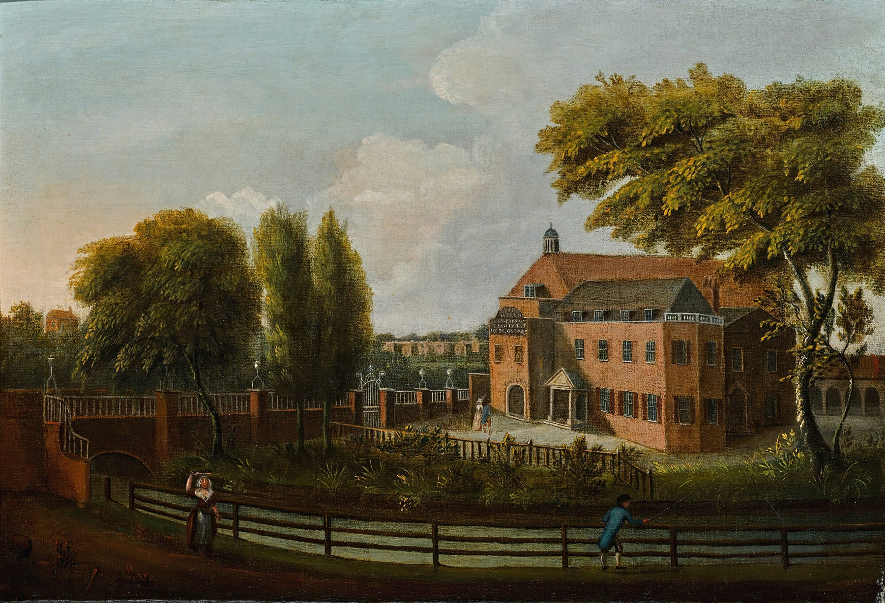 Landscape depicting Sadler’s Wells with shimmering water, by John Inigo Richards.