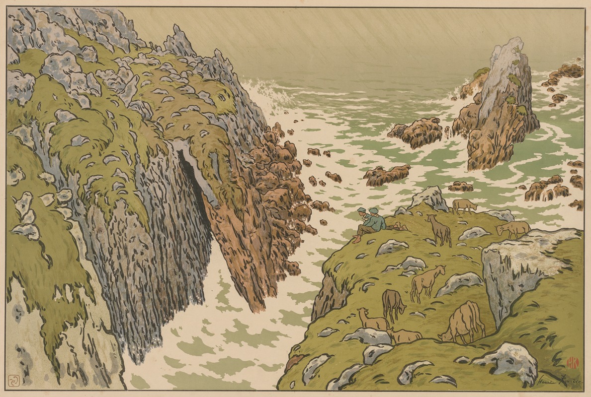 Henri Rivière's 'Aspects of Nature; The Cliff' captures a dramatic coastal landscape.