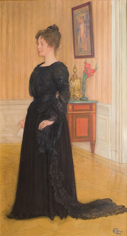 A portrait of Mrs. Signe Thiel by Carl Larsson.