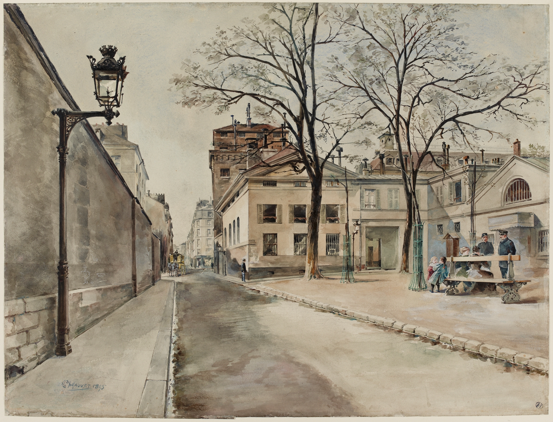 Architecture of Prison Sainte-Pélagie in 1895, oil on canvas by Jules-Adolphe Chauvet