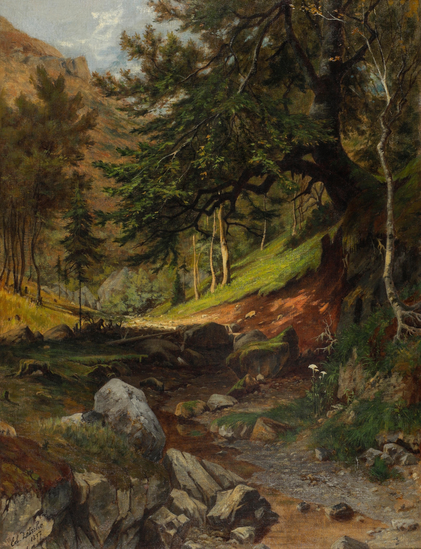 Landscape with a brook, oil painting by Eduard Zetsche