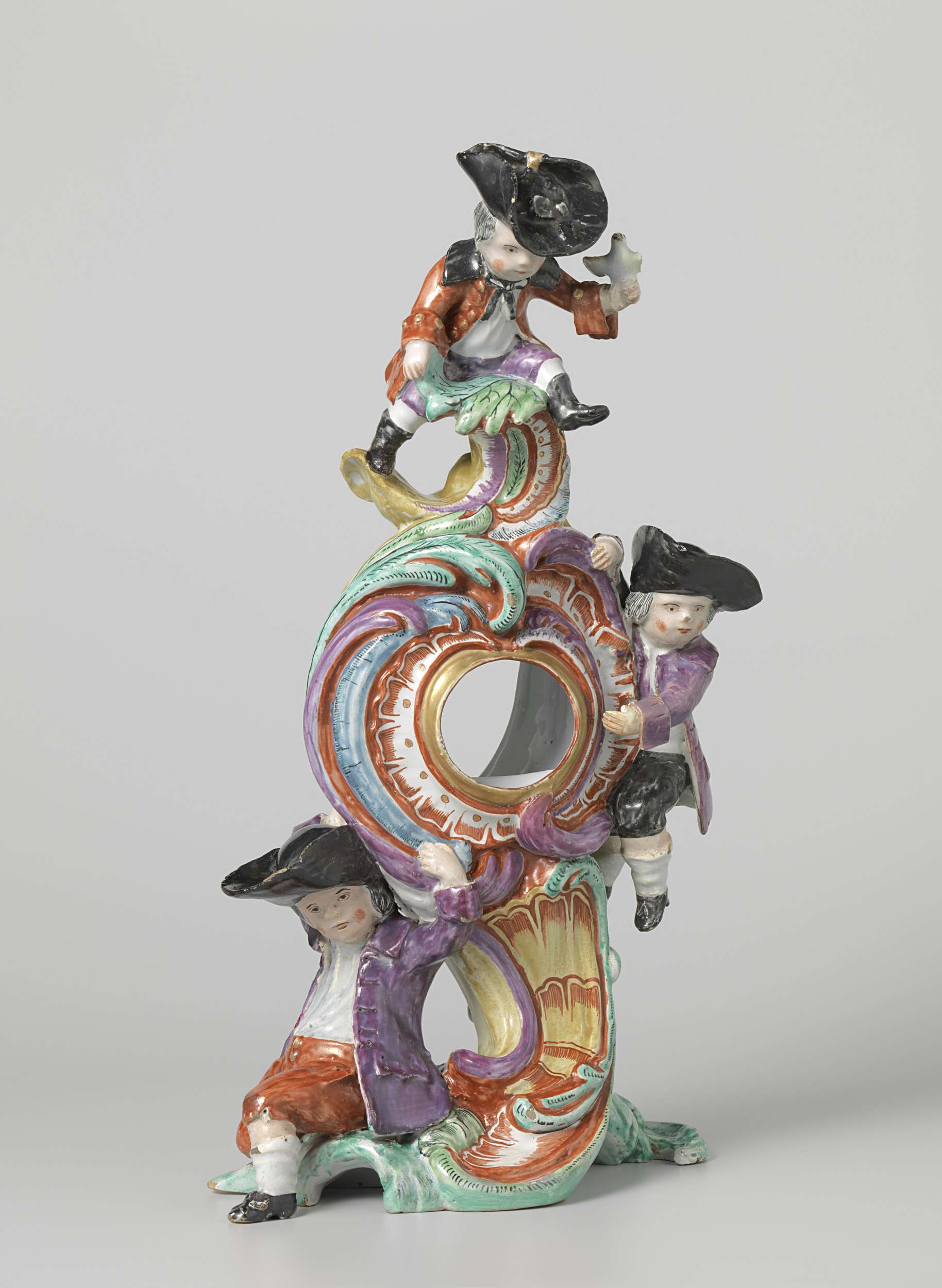 Rococo decorative art watch stand by unknown artist, c. 1765-1775, crafted from polished wood