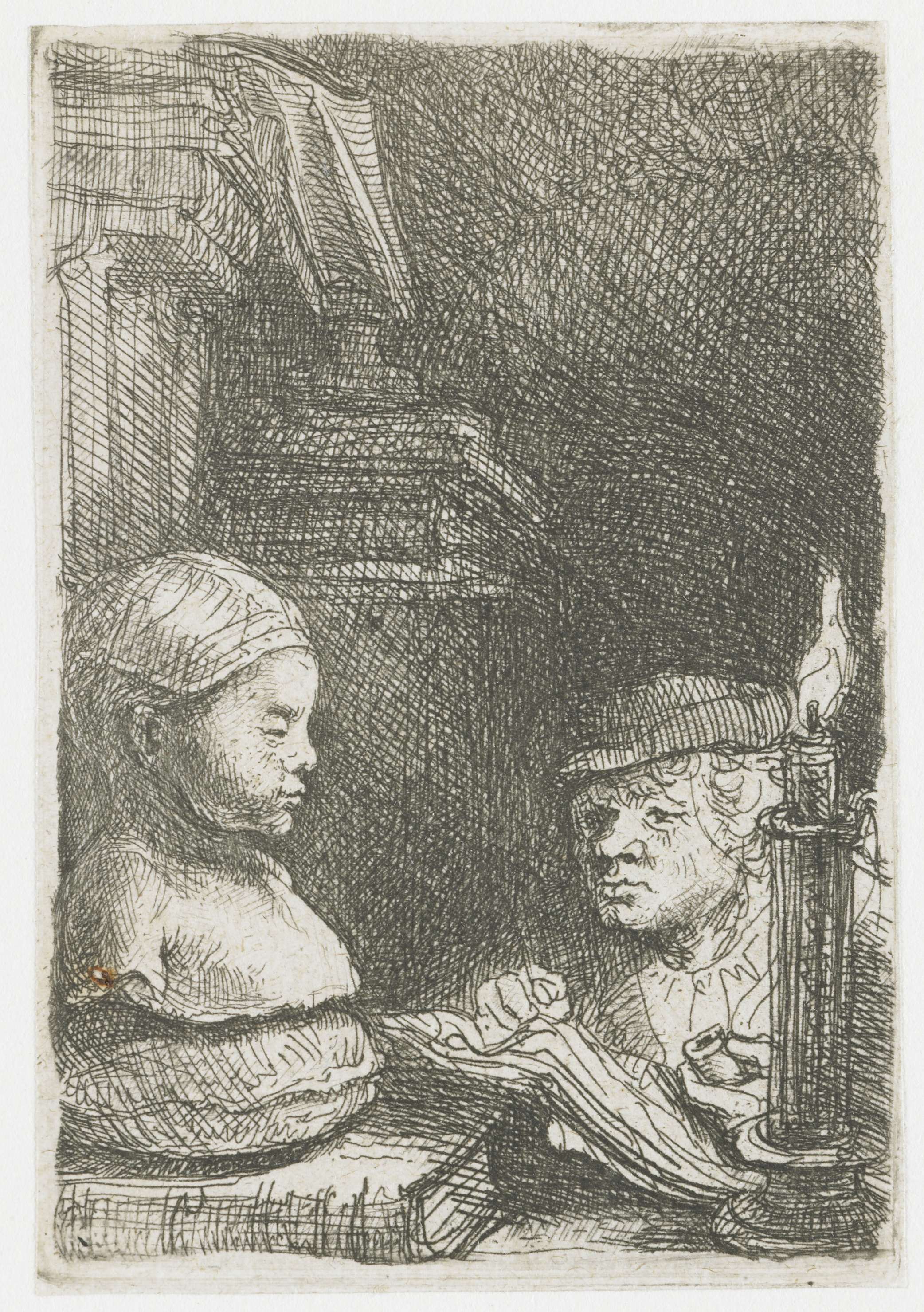 Man drawing from a cast, by Rembrandt van Rijn, public domain