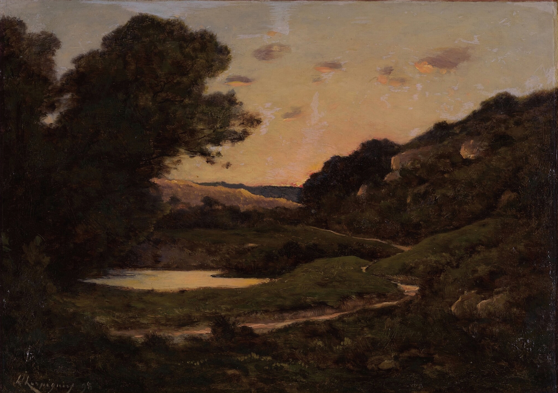 Landscape at Sunset, by Henri-Joseph Harpignies, public domain