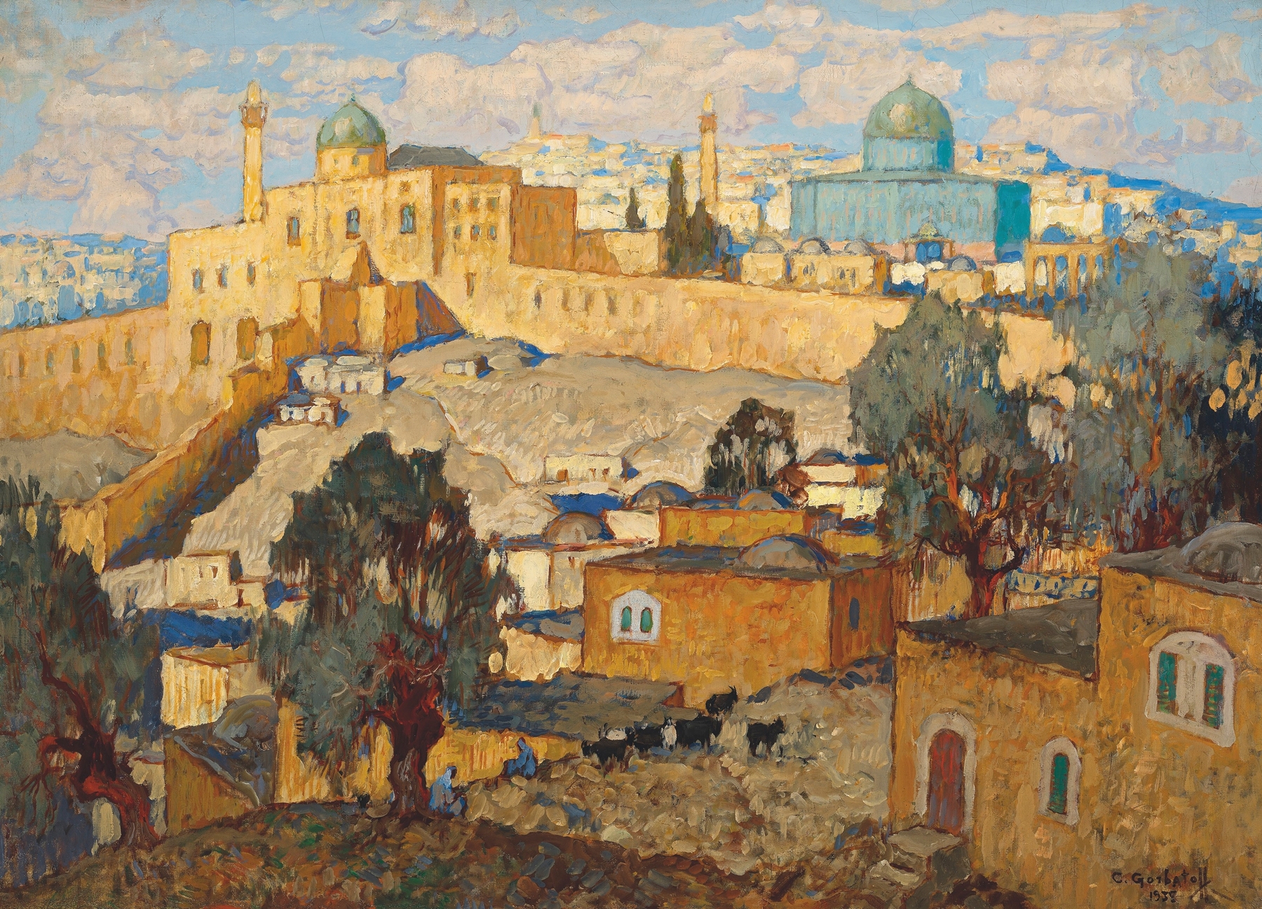 Jerusalem by Konstantin Ivanovich Gorbatov, oil on canvas depicting a vibrant landscape.