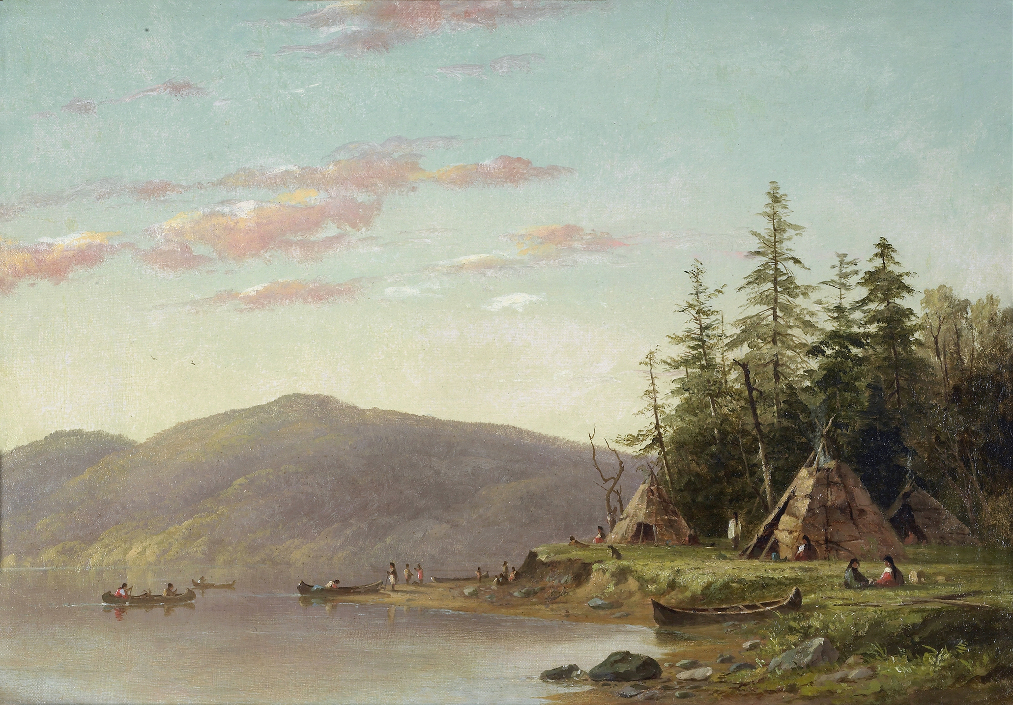 Chippewa encampment on the Upper Mississippi, oil on canvas by Seth Eastman