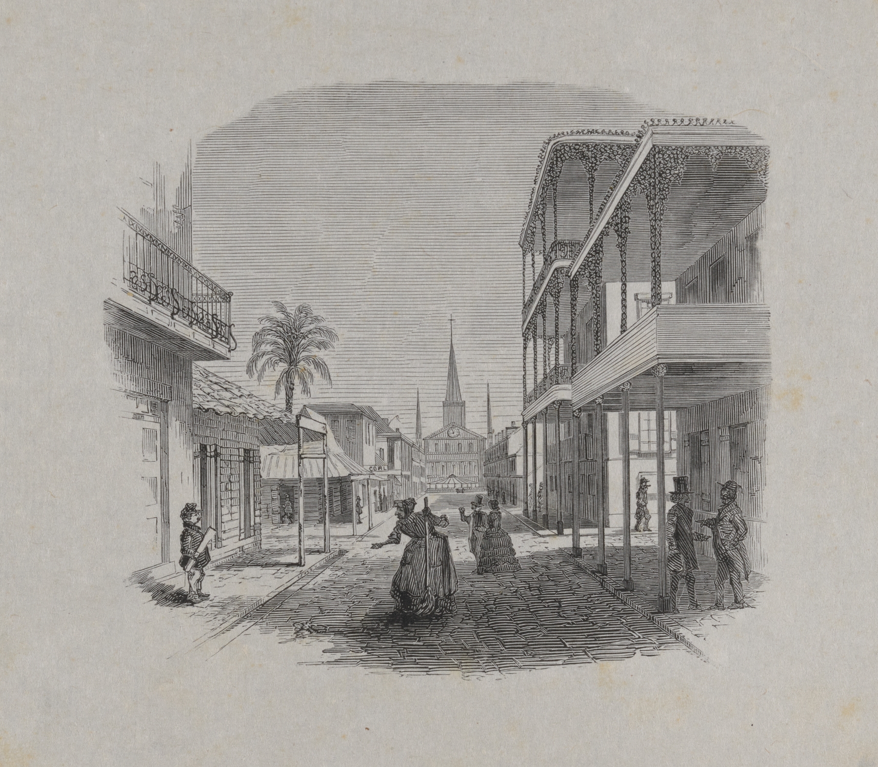 Southern City Street by David English Henderson, Impressionism, urban landscape with shadows and pavement.