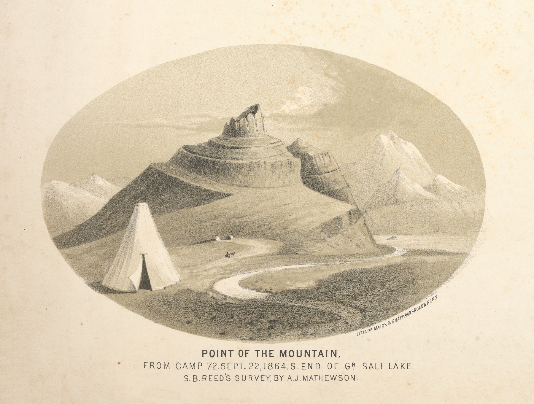 Landscape of Point of the Mountain by Joseph F. Knapp, 1864, depicting hills and sky