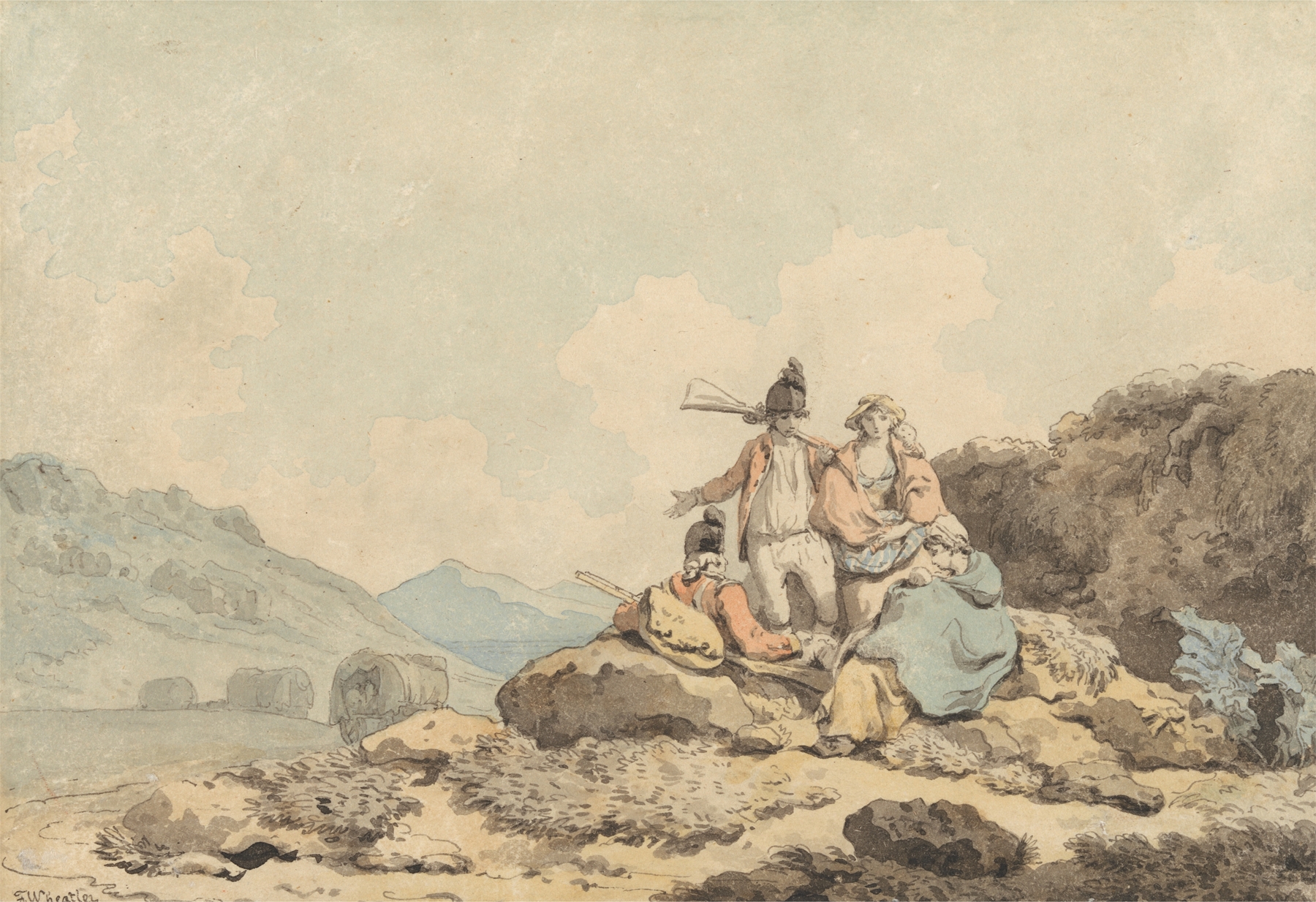 Soldiers and Country Women, by Francis Wheatley, public domain