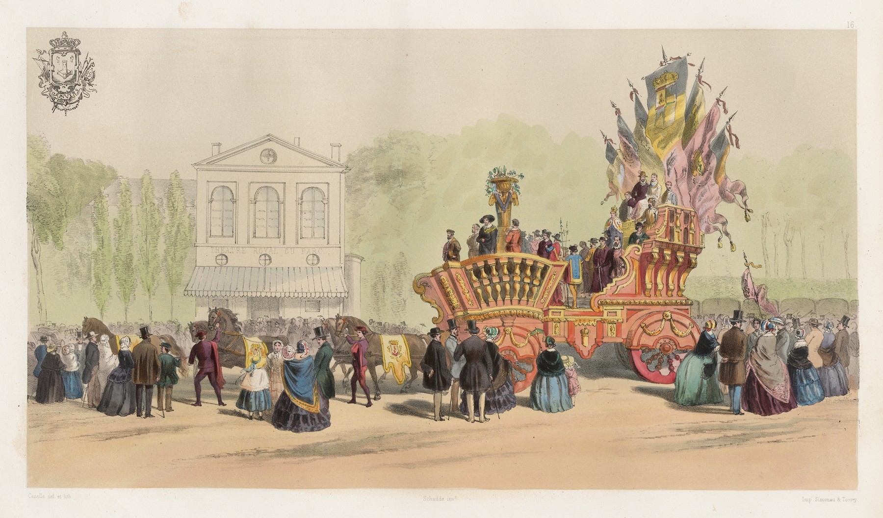 Figurative scene of two figures in a horse-drawn cart by Jules Helbig, Romanticism
