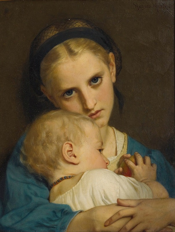 A tender moment between a mother and child is depicted in this intimate scene.