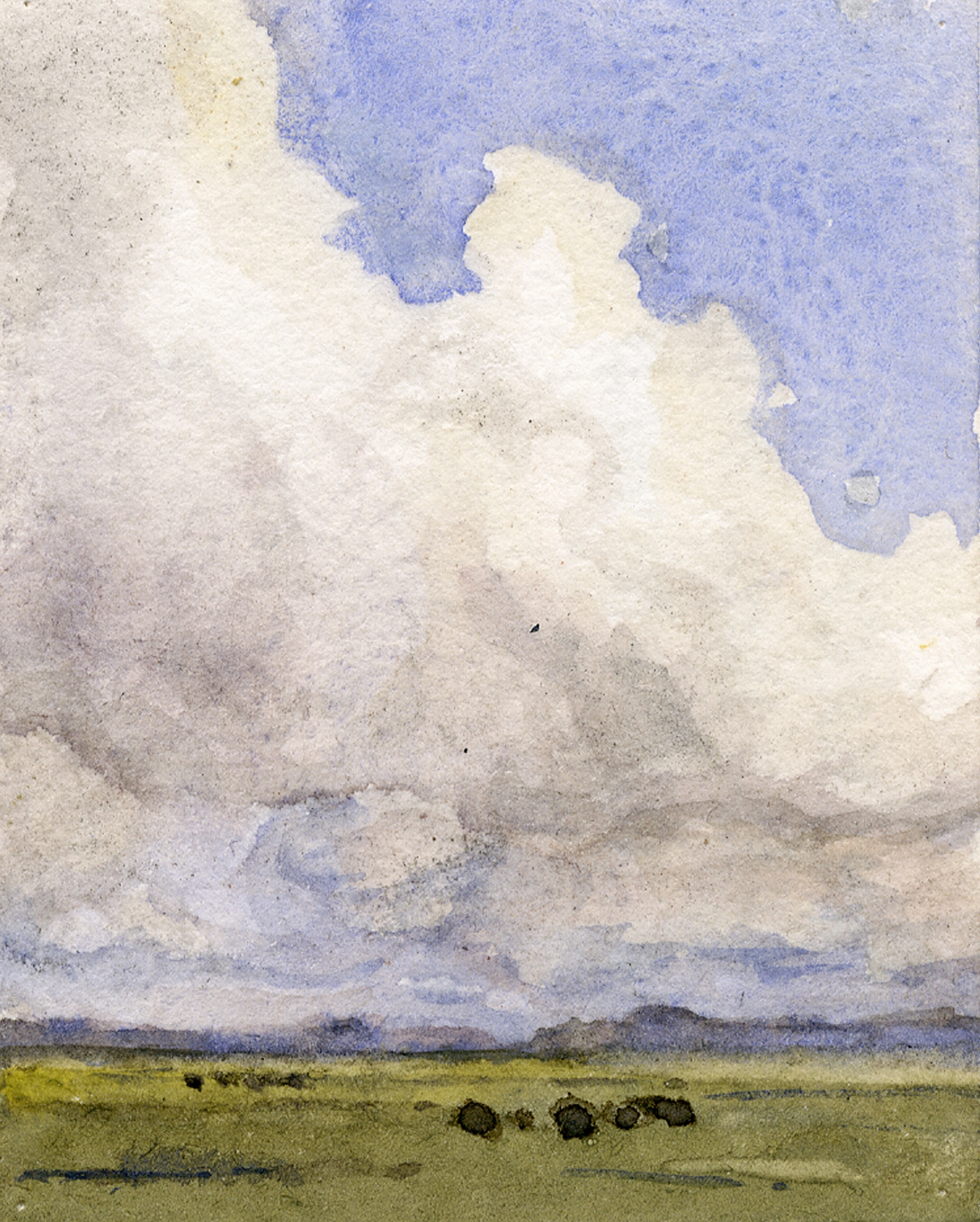 Hoge wolkenlucht boven weilanden, by Frans Smissaert, public domain