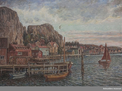 Landscape by Tycho Ödberg, oil painting depicting a cityscape.