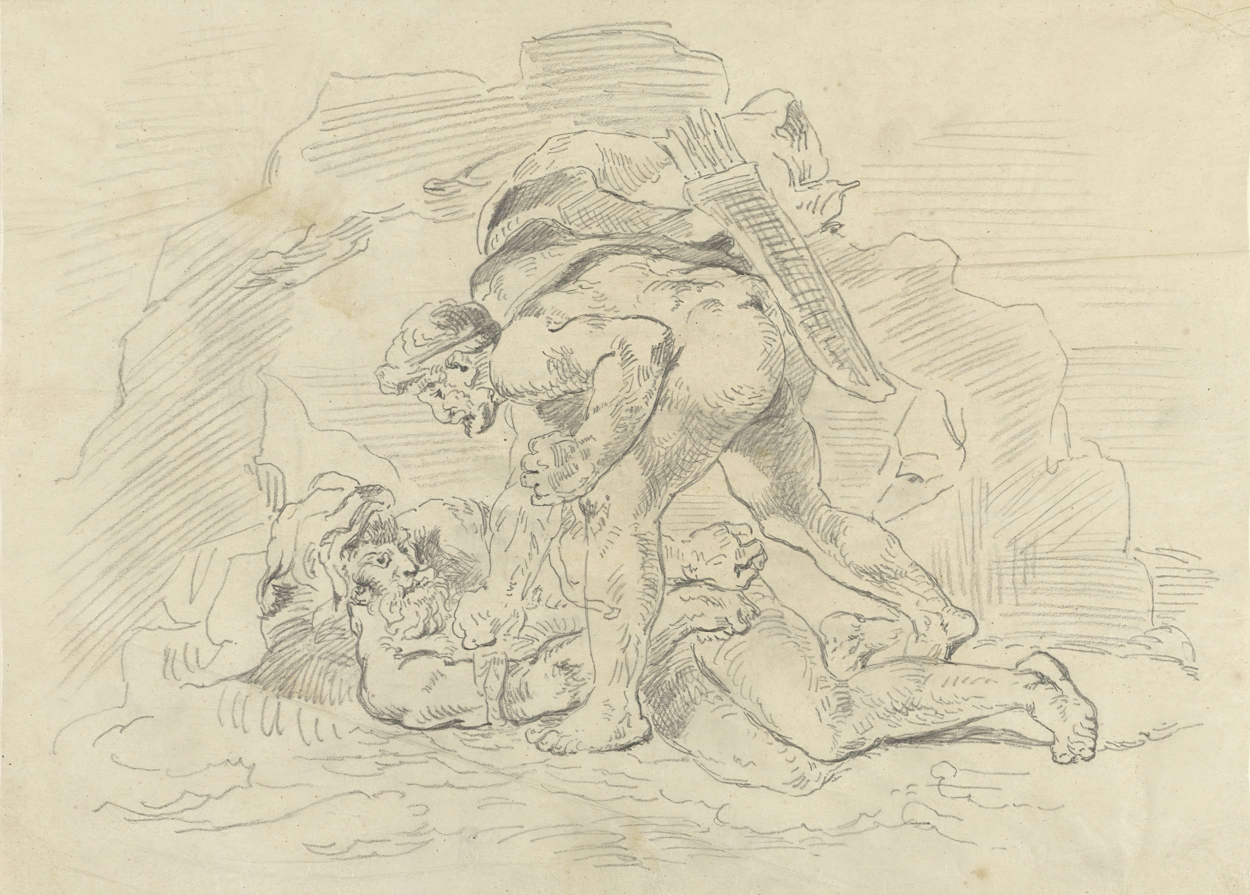 Hercules boeit Nereus, by Eugène Delacroix, public domain