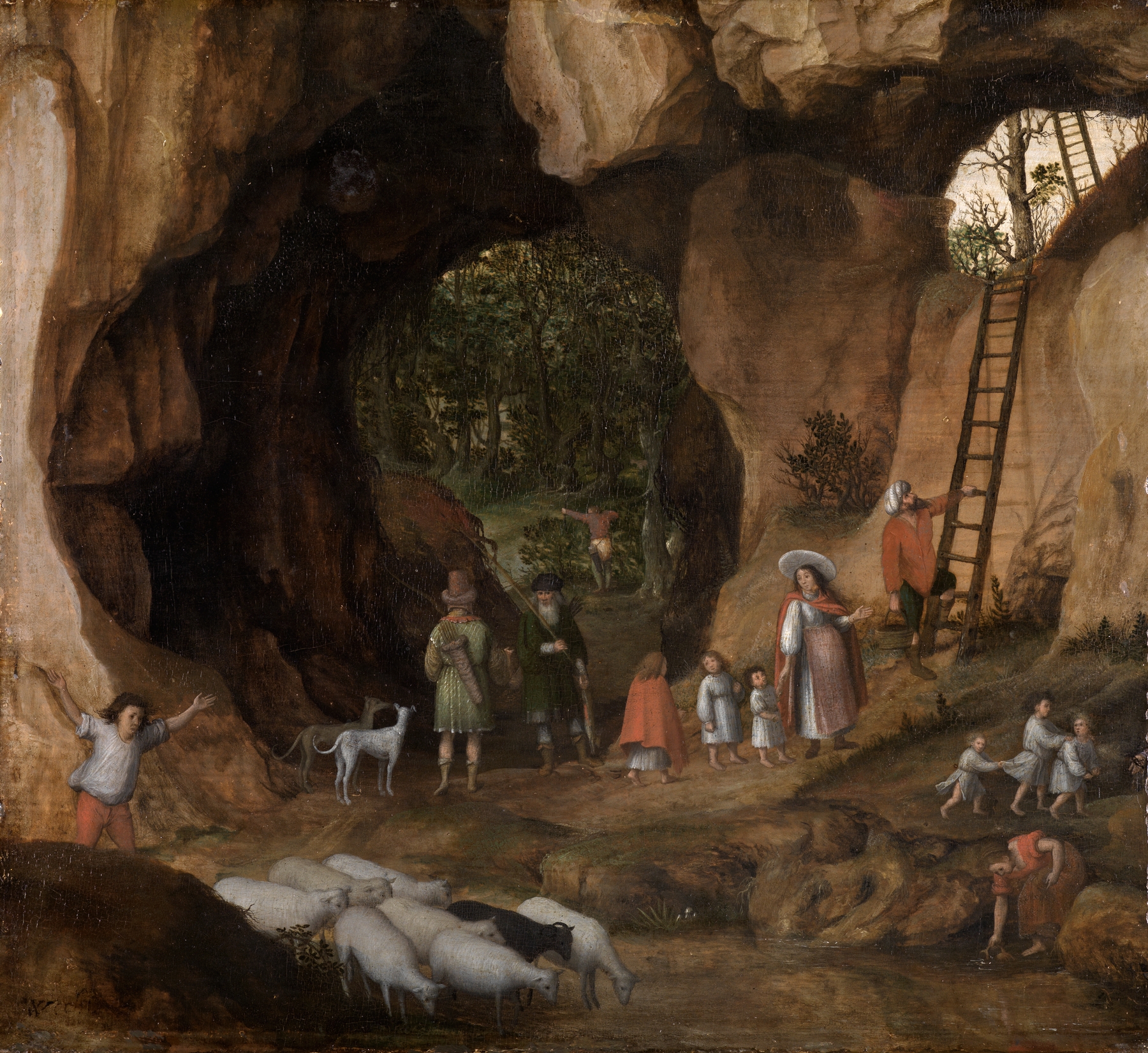 Felslandschaft mit Nomadenfamilien 2, by Cornelis van Dalem, public domain