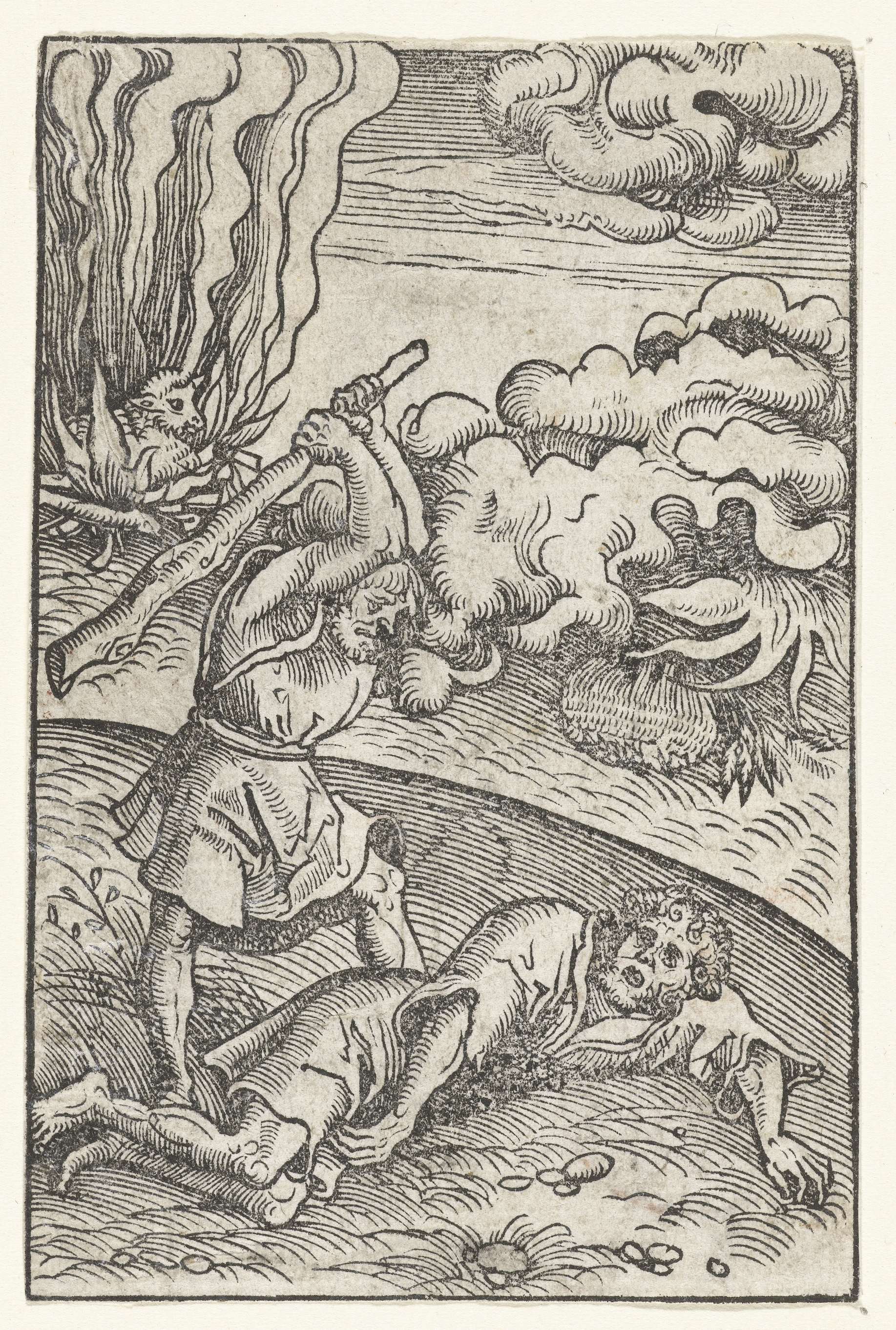 Kain slaat Abel dood met een knots, by Lucas Cranach (I), public domain