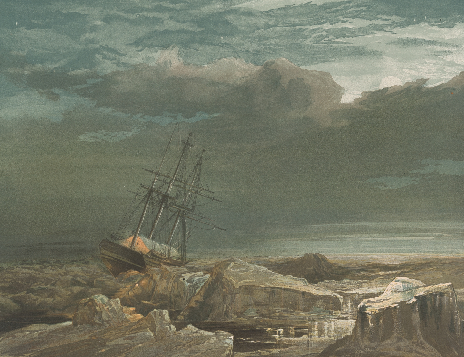 H.M.S. Investigator in the pack, by Samuel Gurney Cresswell, public domain