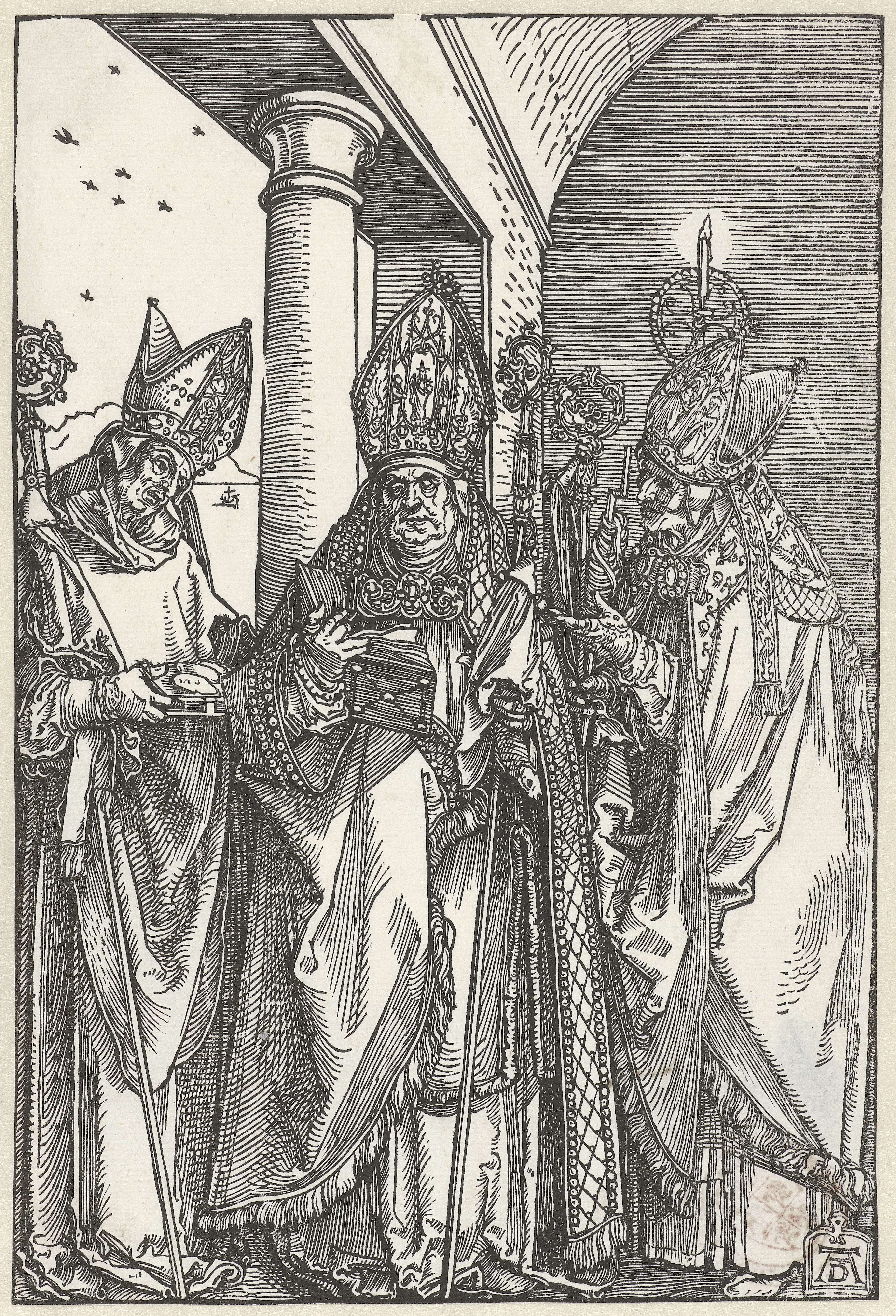 Religious scene with saints, etching on paper by Albrecht Dürer