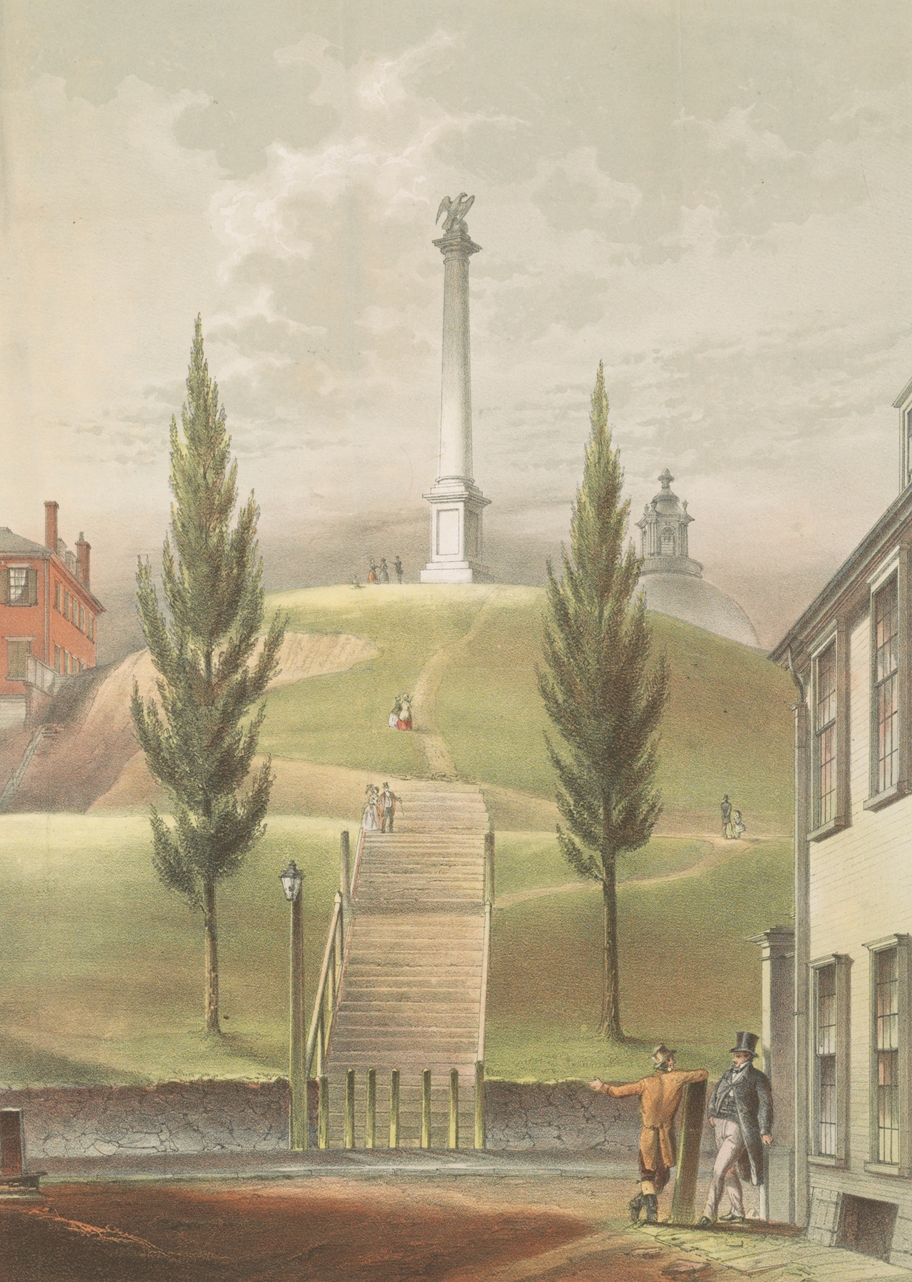 Old Boston. Beacon Hill from Derne St, by John Rubens Smith, public domain