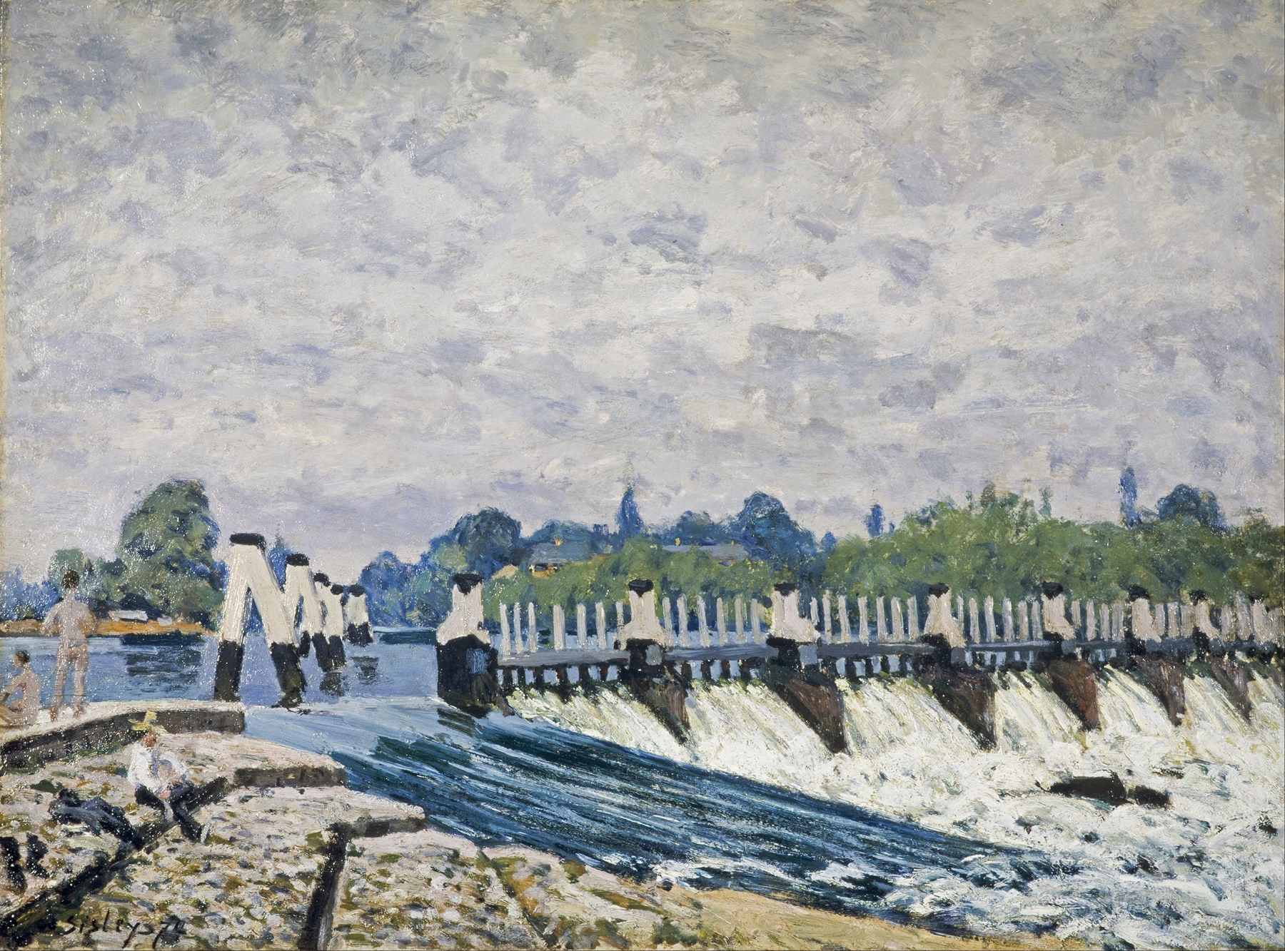 Molesey Weir, Hampton Court, by Alfred Sisley, public domain