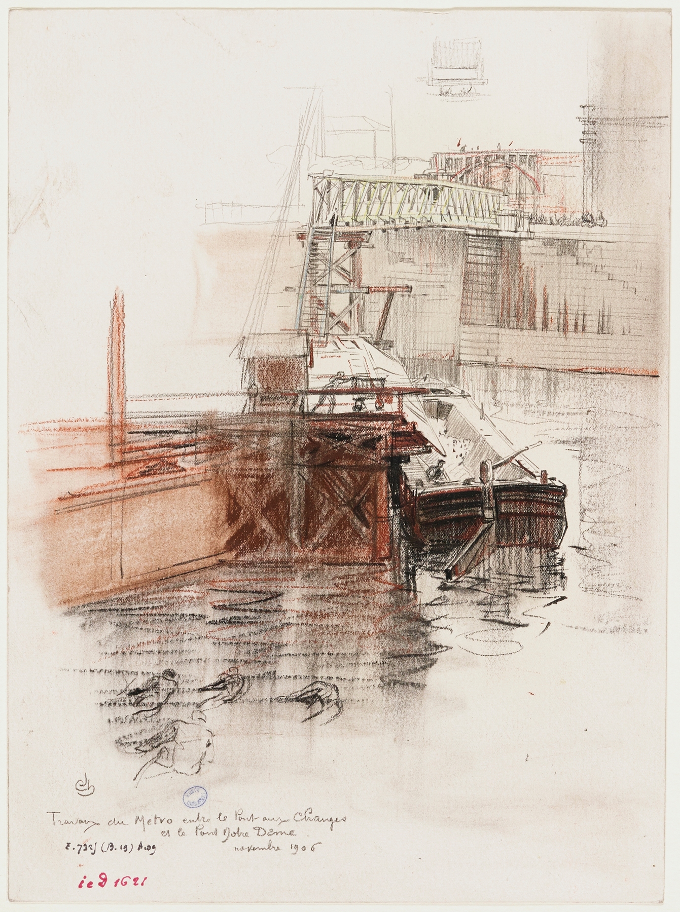 Travaux du métro entre le pont au Change et le pont Notre Dame, by Charles Jouas, public domain