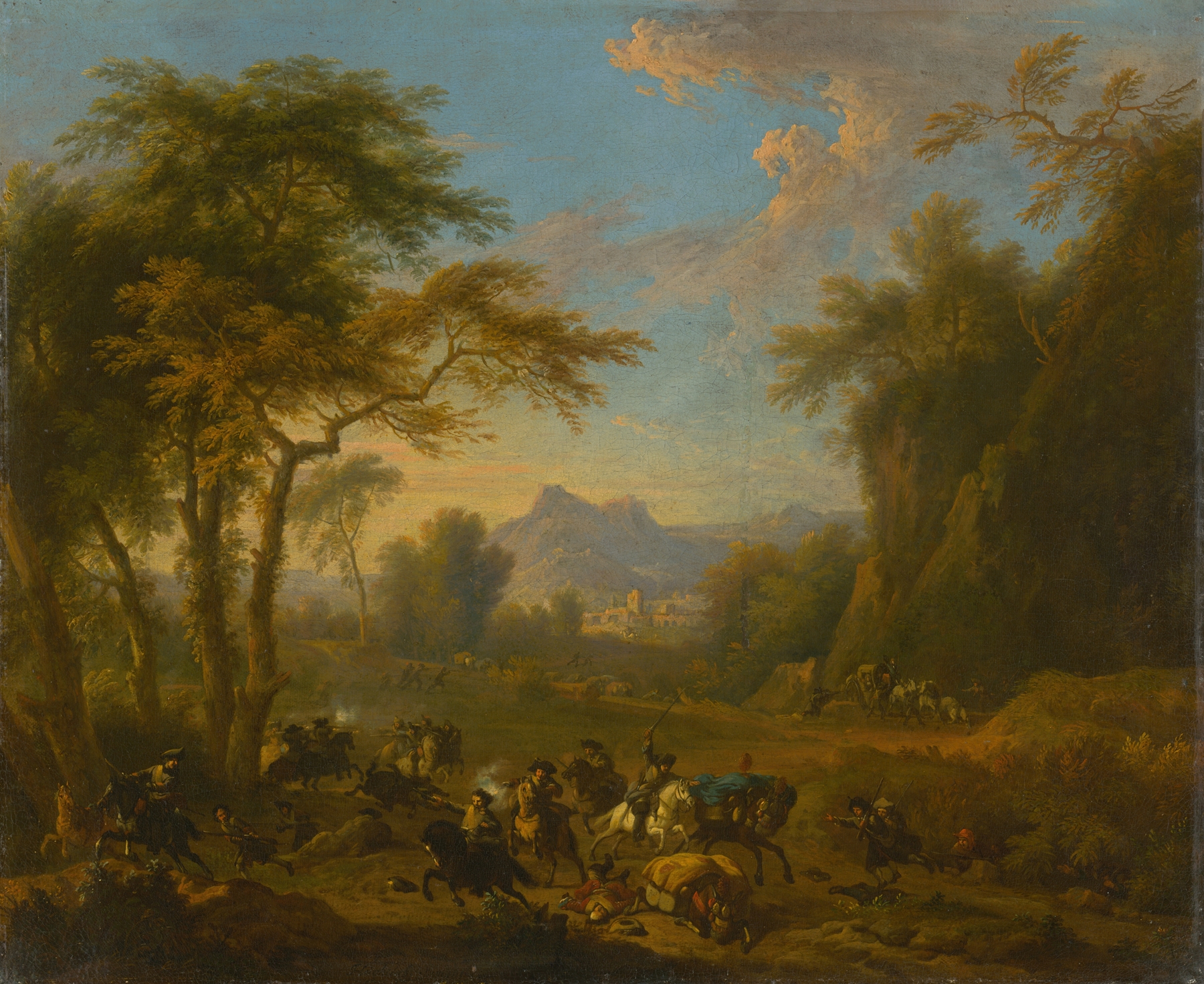 Historical scene of battle in oil painting by Jan van Huchtenburg